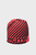 Женская красная шапка в полоску