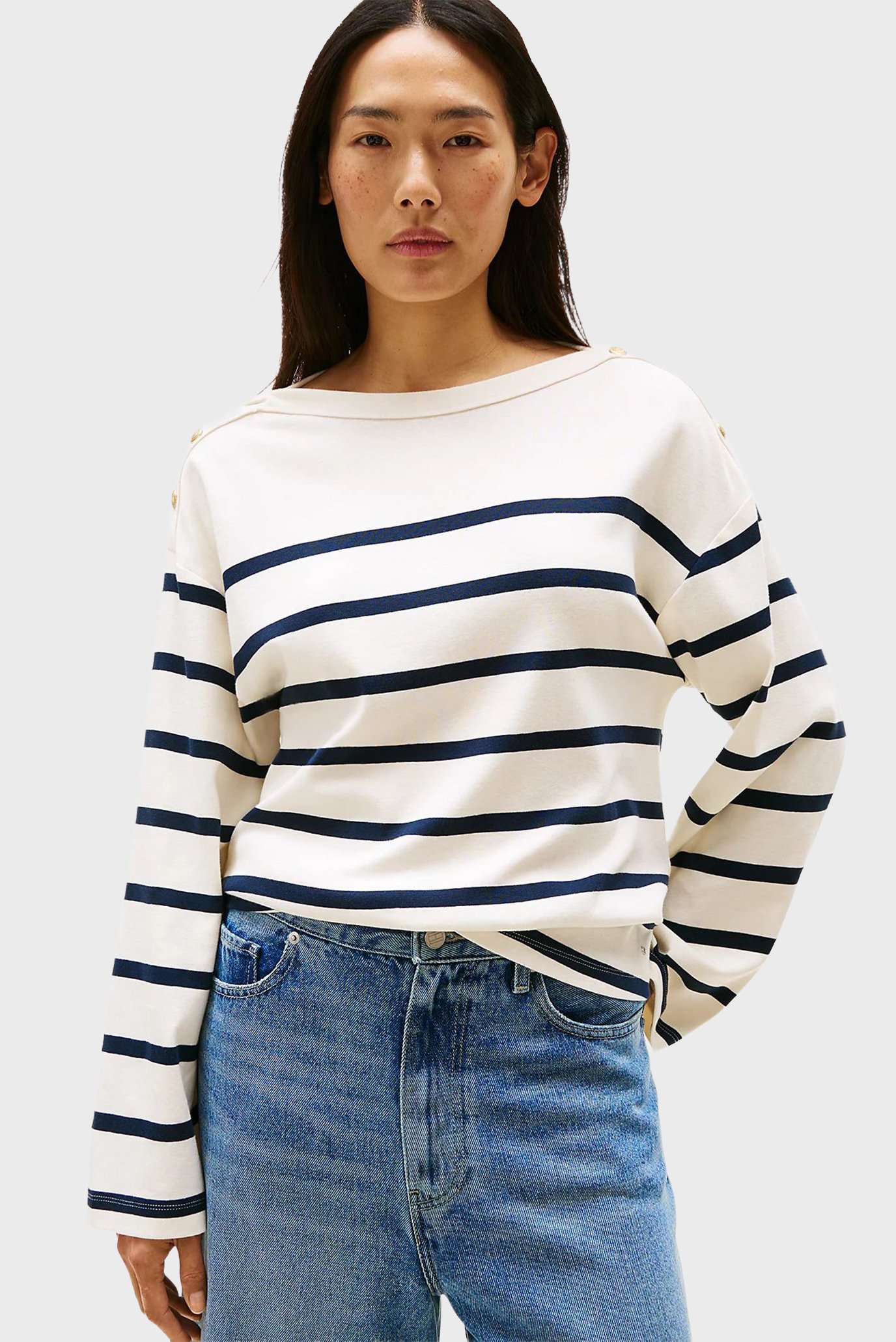 Женский белый джемпер в полоску Белый S Tommy Hilfiger WW0WW45760 Женский белый джемпер в полоску Белый S Tommy Hilfiger WW0WW45760