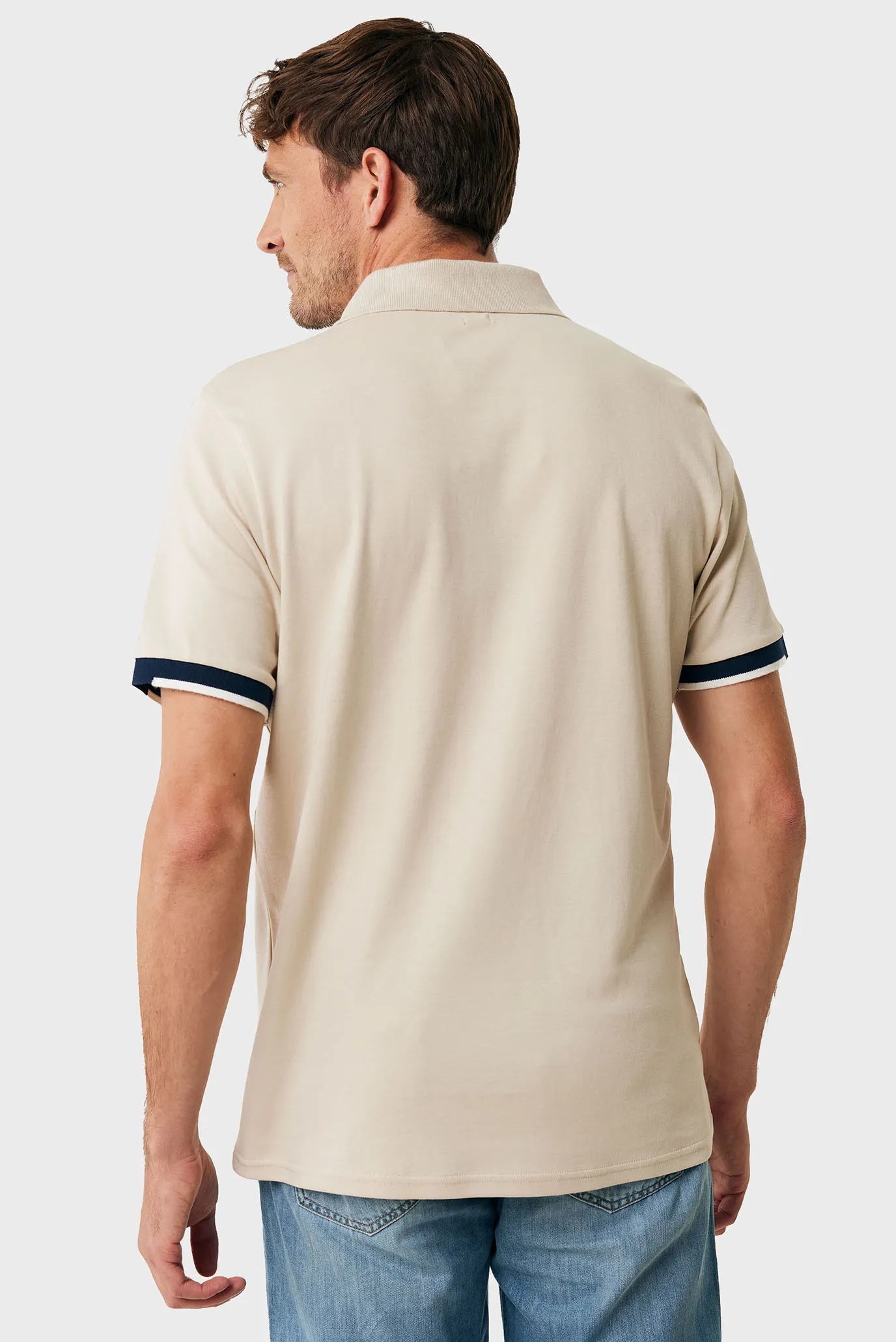 Мужское бежевое поло Tipping polo regular fit 3