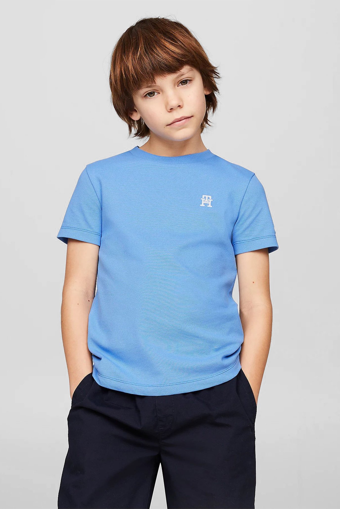 Детская голубая футболка PIQUE MONOGRAM TEE S/S 1