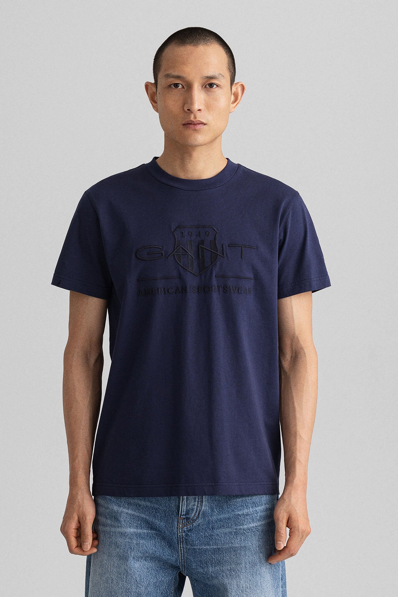 Мужская темно-синяя футболка REG TONAL SHIELD SS 1