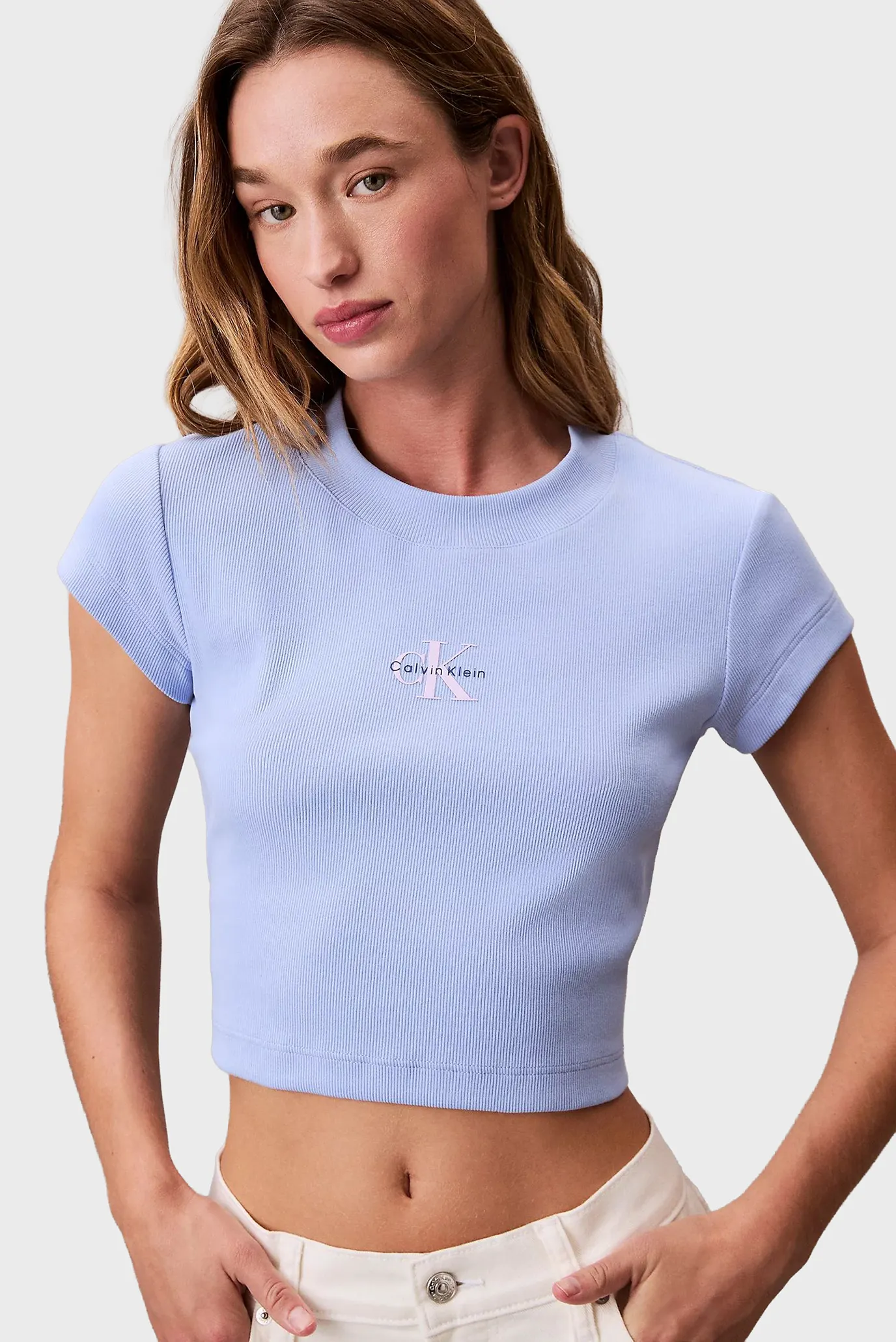 Жіночий блакитний топ A- MONOGRAM BABY 5