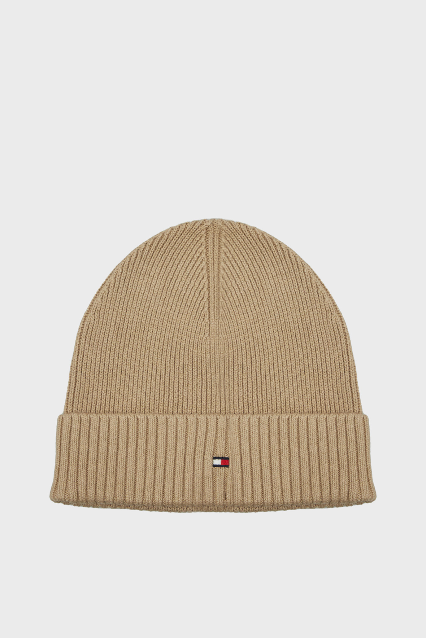 Мужская бежевая шапка TH FLAG PIMA COTTON BEANIE 1