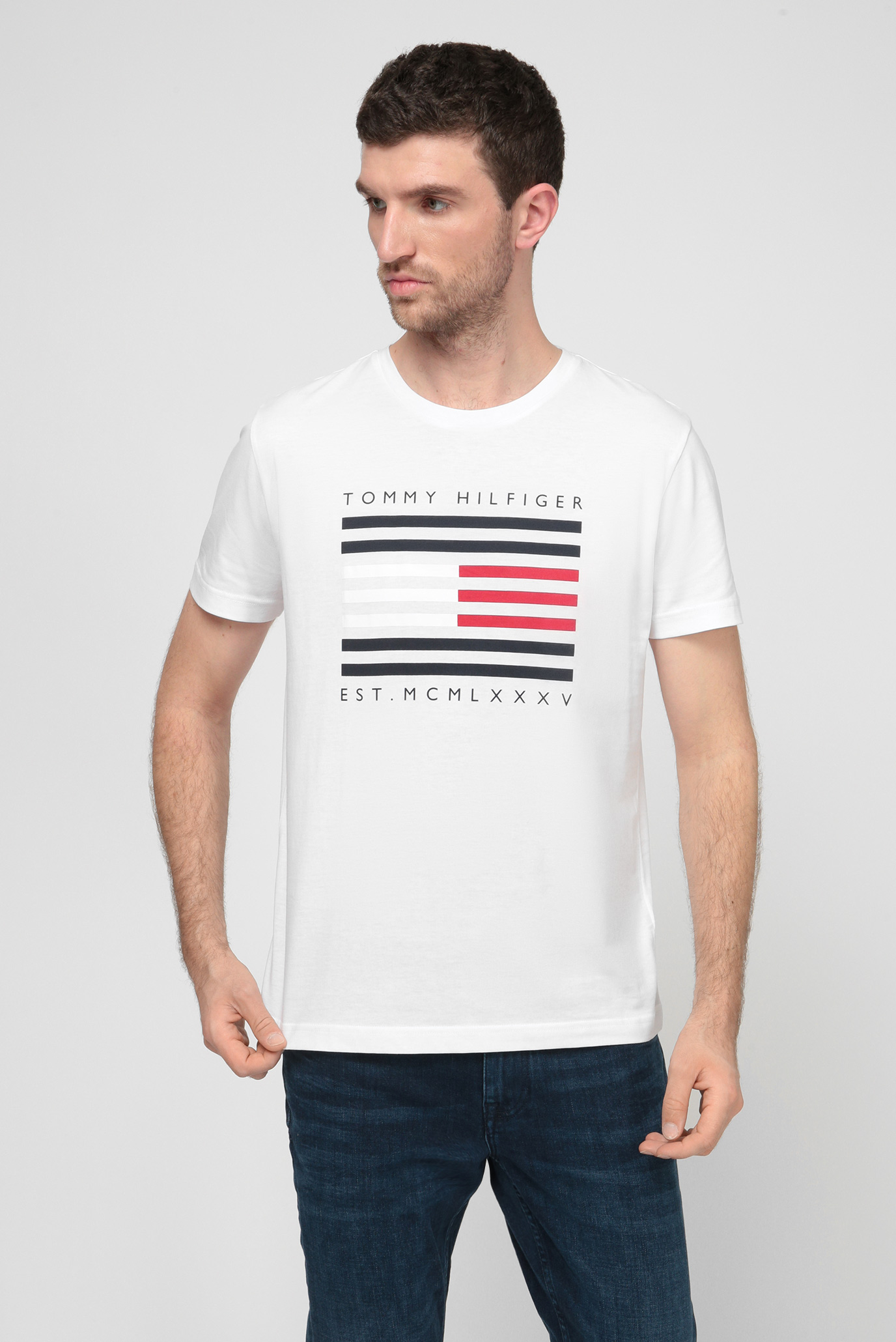 Мужская белая футболка CORP FLAG LINES 1