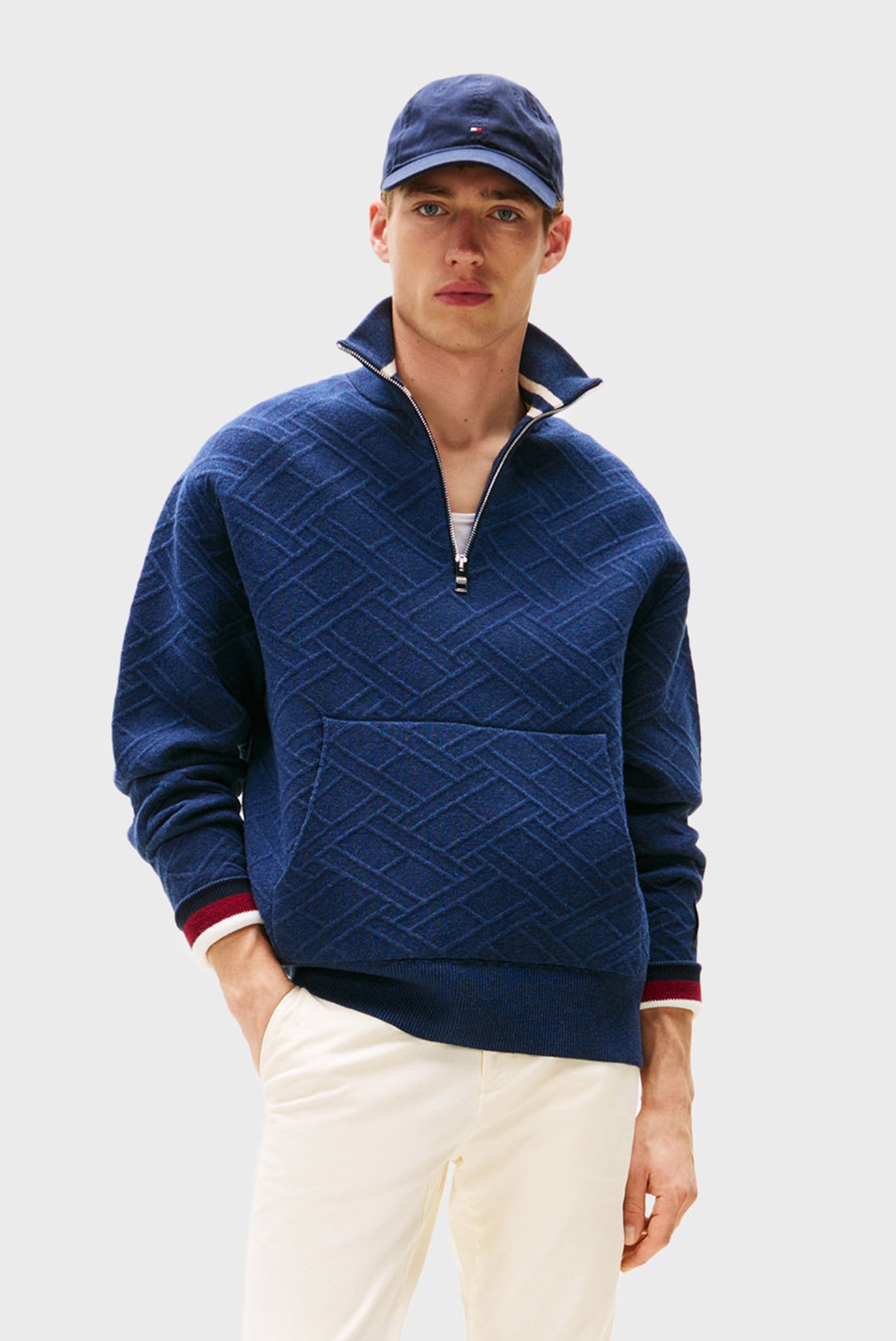 Мужская темно-синяя кофта с узором FLAG Синий L Tommy Hilfiger MW0MW40542 Мужская темно-синяя кофта с узором FLAG Синий L Tommy Hilfiger MW0MW40542