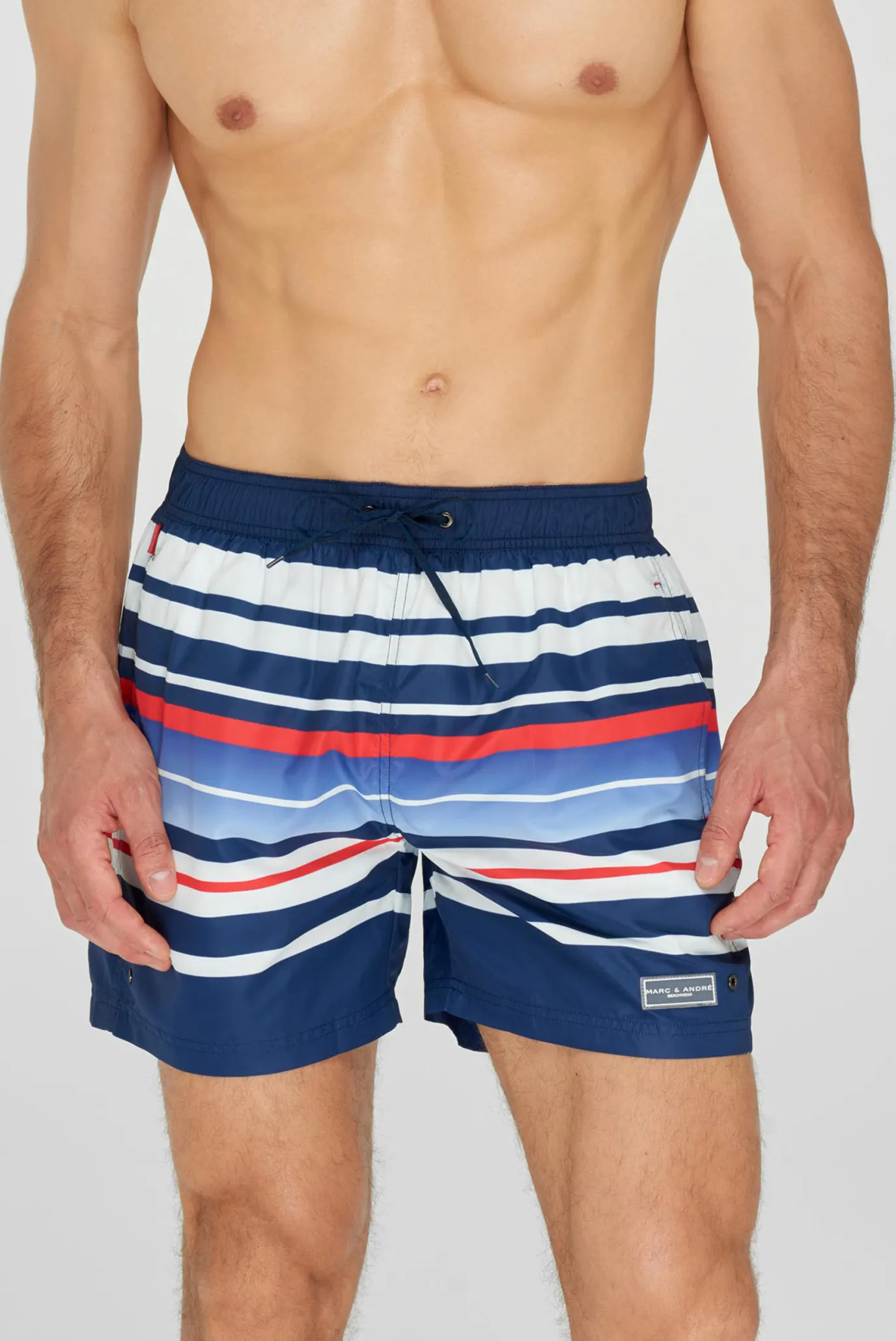 Мужские темно-синие плавательные шорты в полоску 2