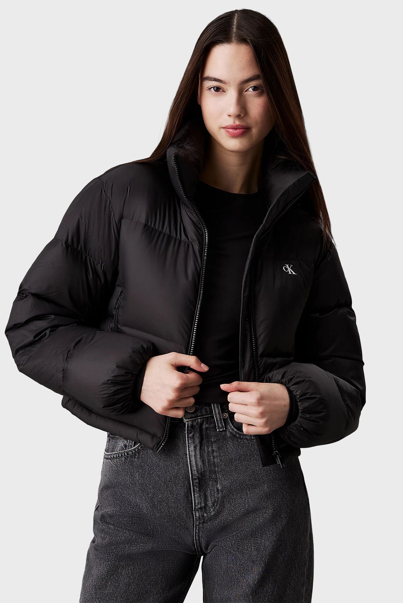 Женский черный пуховик DOWN CROPPED PUFFER 1