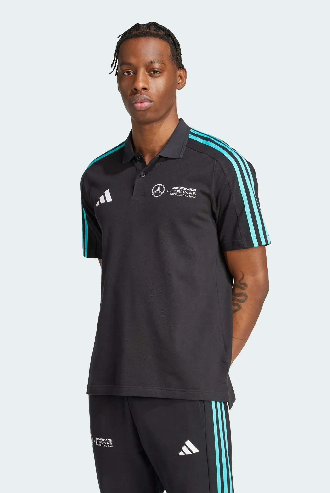 Мужское черное поло Mercedes - AMG Petronas Formula One Team DNA 1