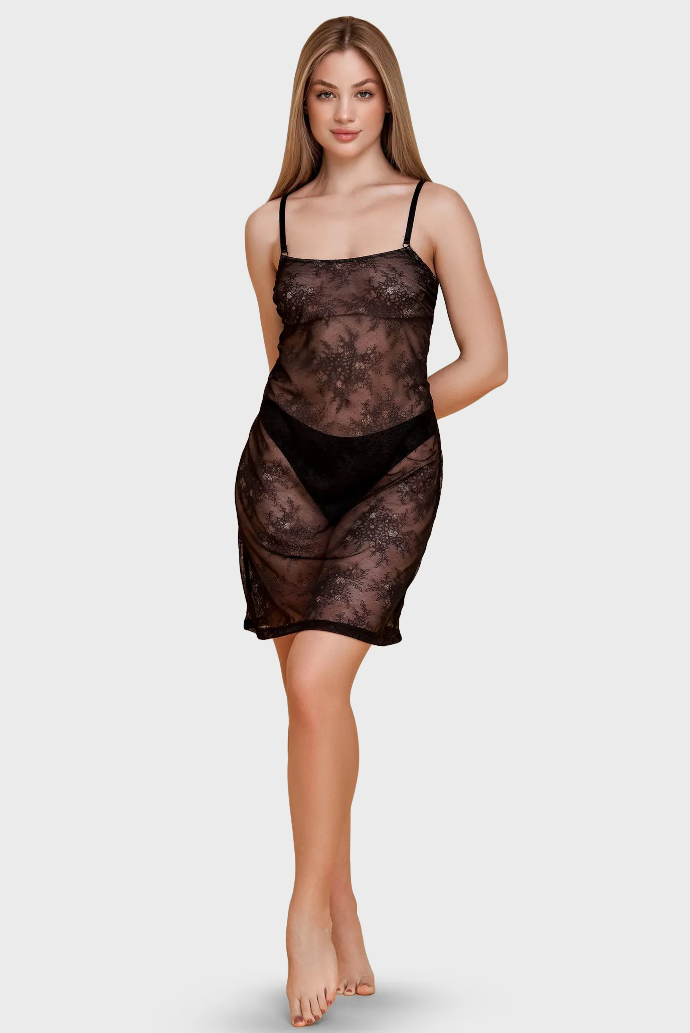 Женская черная ночная рубашка 3