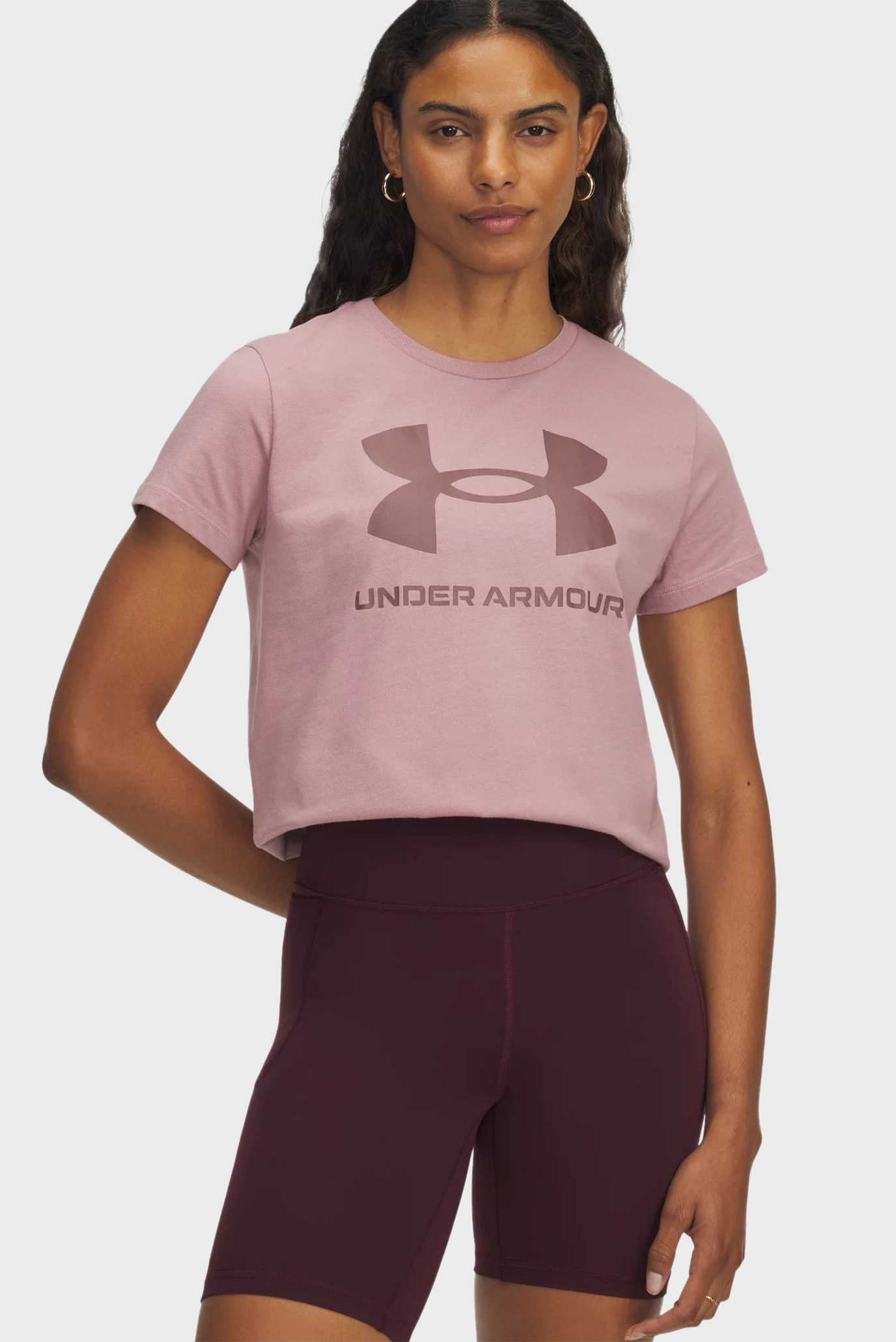 Женская розовая футболка UA Logo SS Розовый S Under Armour 1356305-673 Женская розовая футболка UA Logo SS Розовый S Under Armour 1356305-673