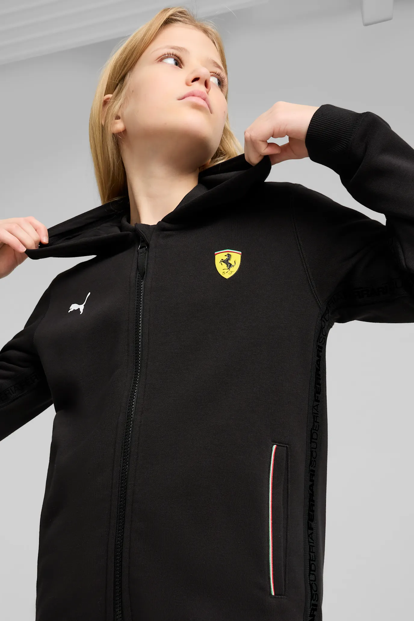 Детское черное худи Scuderia Ferrari Race Hoodie Youth 6