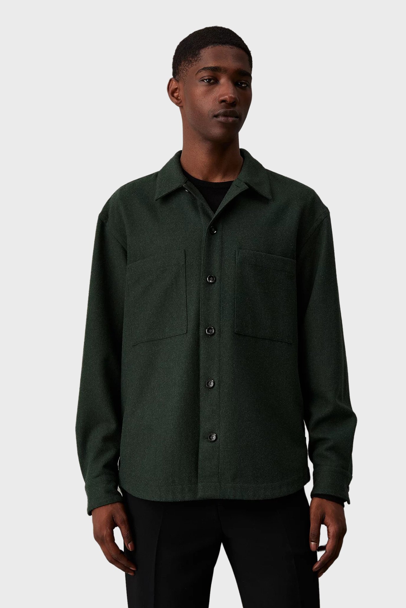 Чоловіча темно-зелена вовняна сорочка WOOL BLEND OVERSHIRT 1