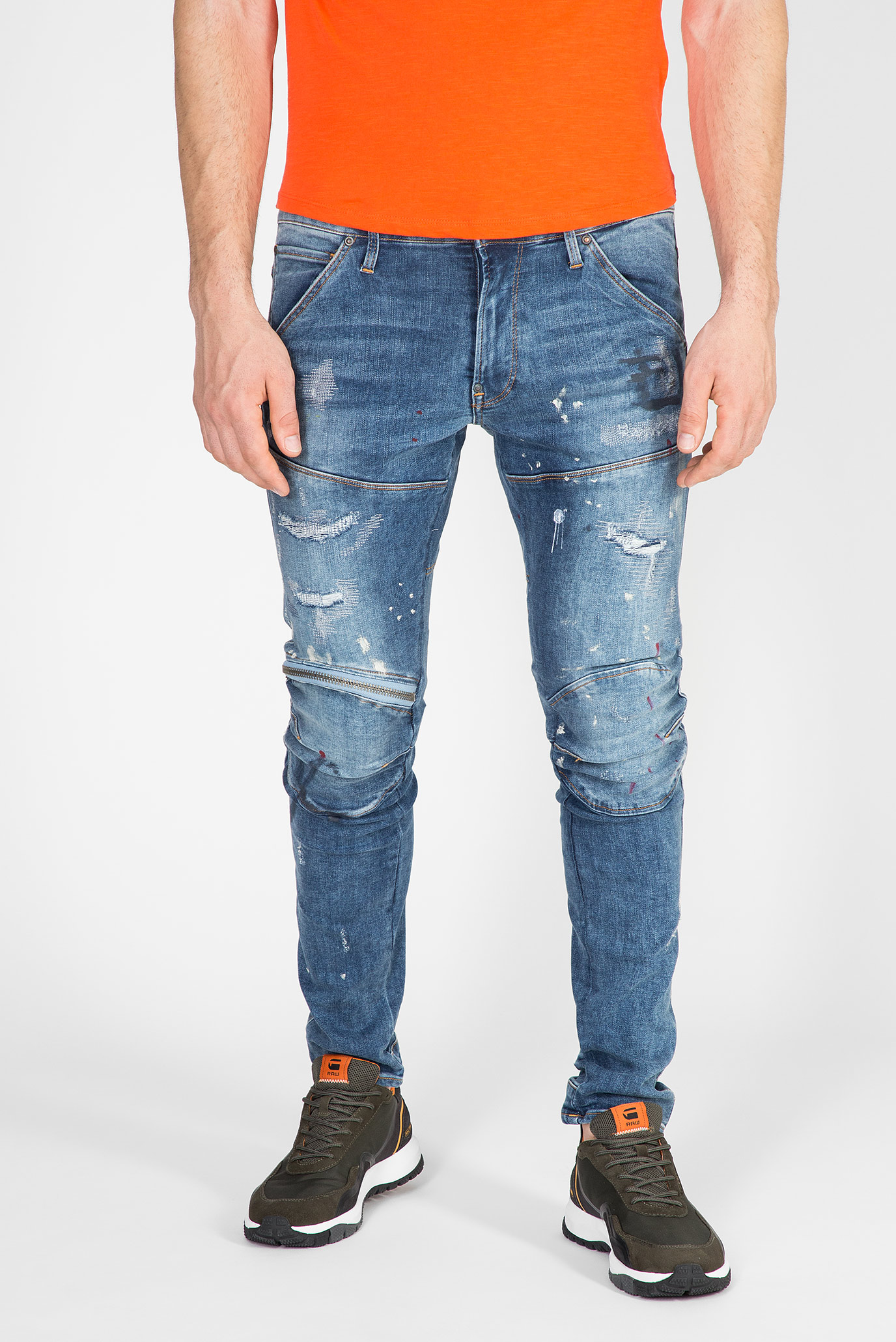 Мужские синие джинсы 5620 3D Zip Knee Skinny 1