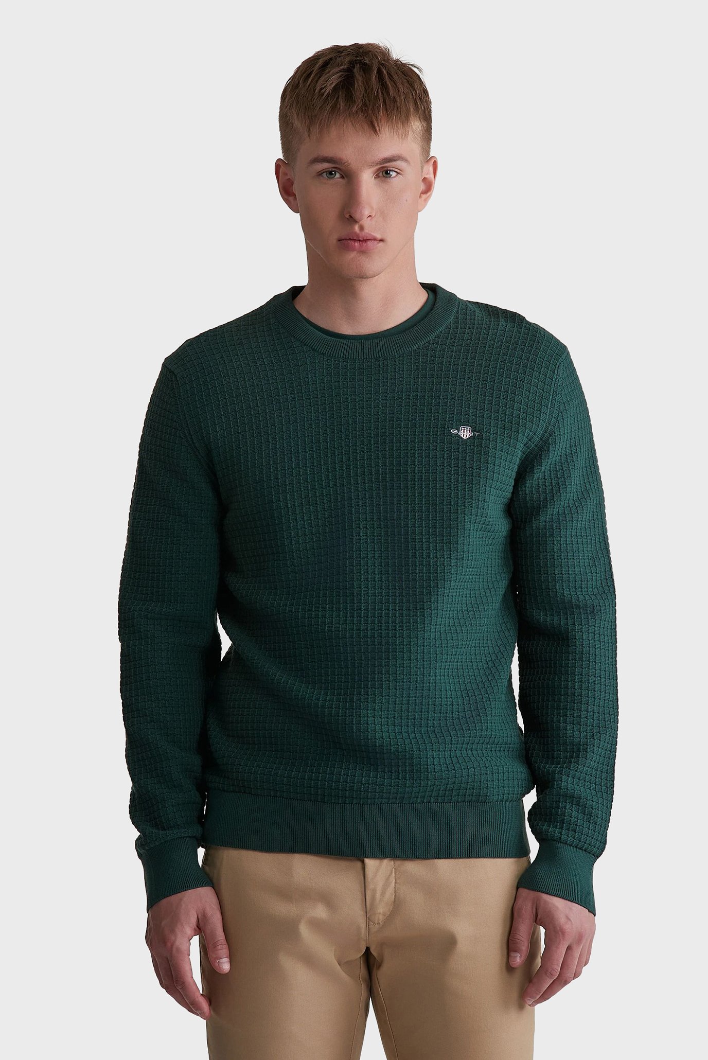 Чоловічий зелений джемпер COTTON TEXTURED C-NECK 1