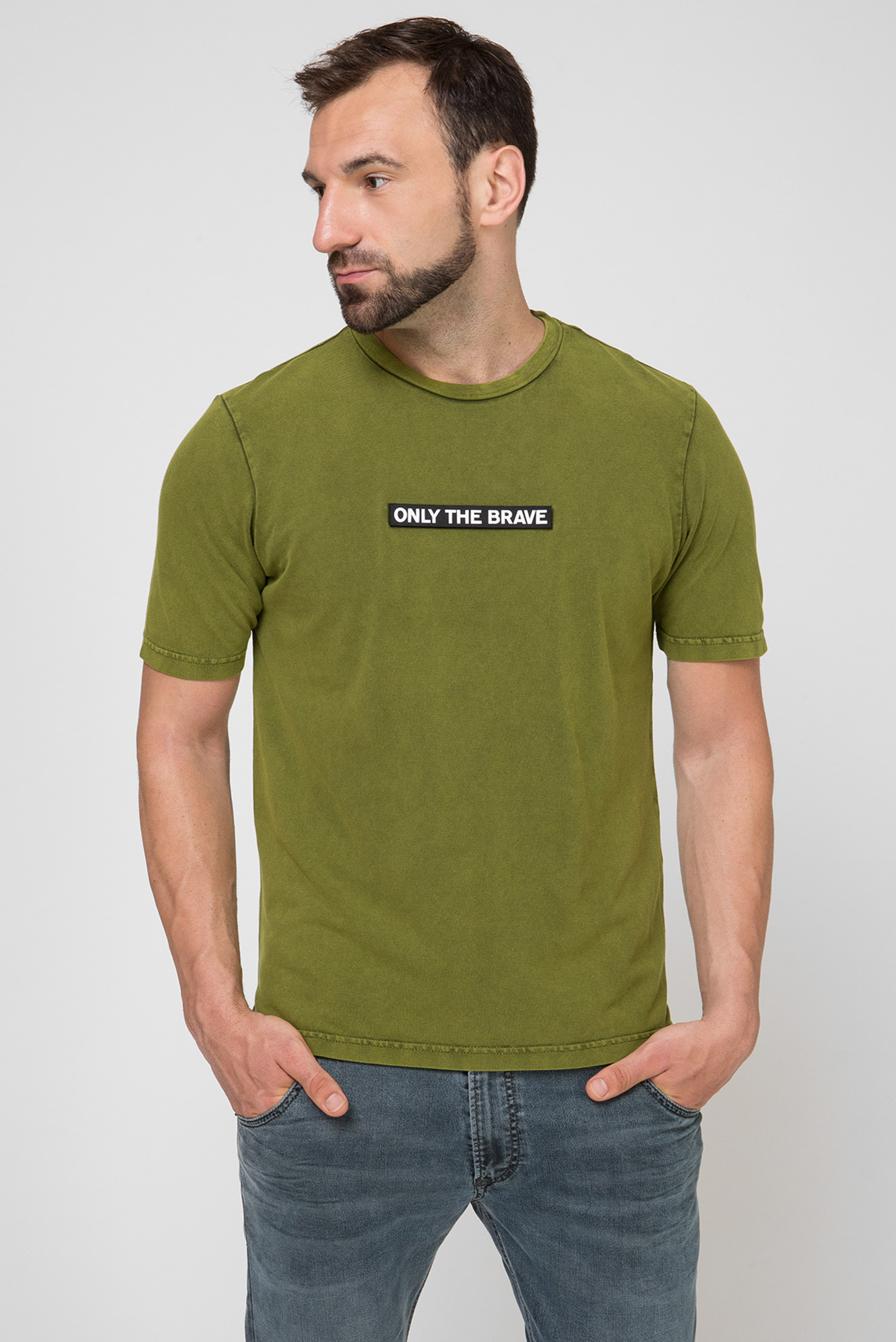 Чоловіча зелена футболка T-just-slits 1