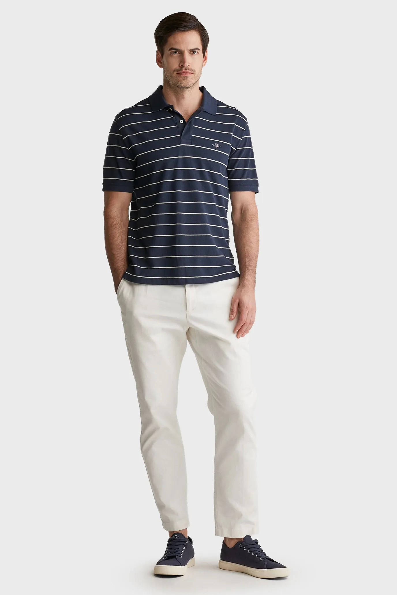 Чоловіче темно-синє поло у смужку STRIPED 2