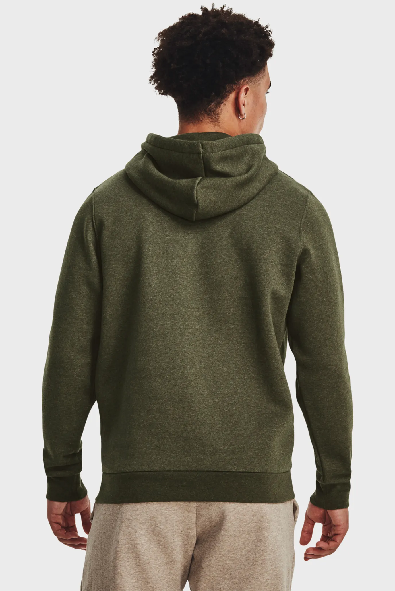 Мужское оливковое худи UA Essential Fleece Hoodie 3