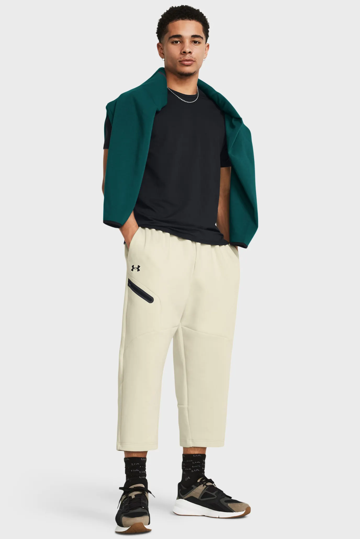 Чоловічі бежеві спортивні штани Unstoppable Flc Baggy Crop 2