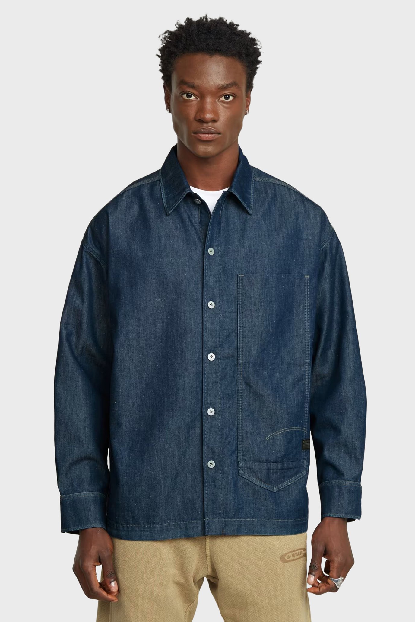 Мужская темно-синяя джинсовая рубашка Long Pocket Синий M G-Star RAW D26334,D303 Мужская темно-синяя джинсовая рубашка Long Pocket Синий M G-Star RAW D26334,D303
