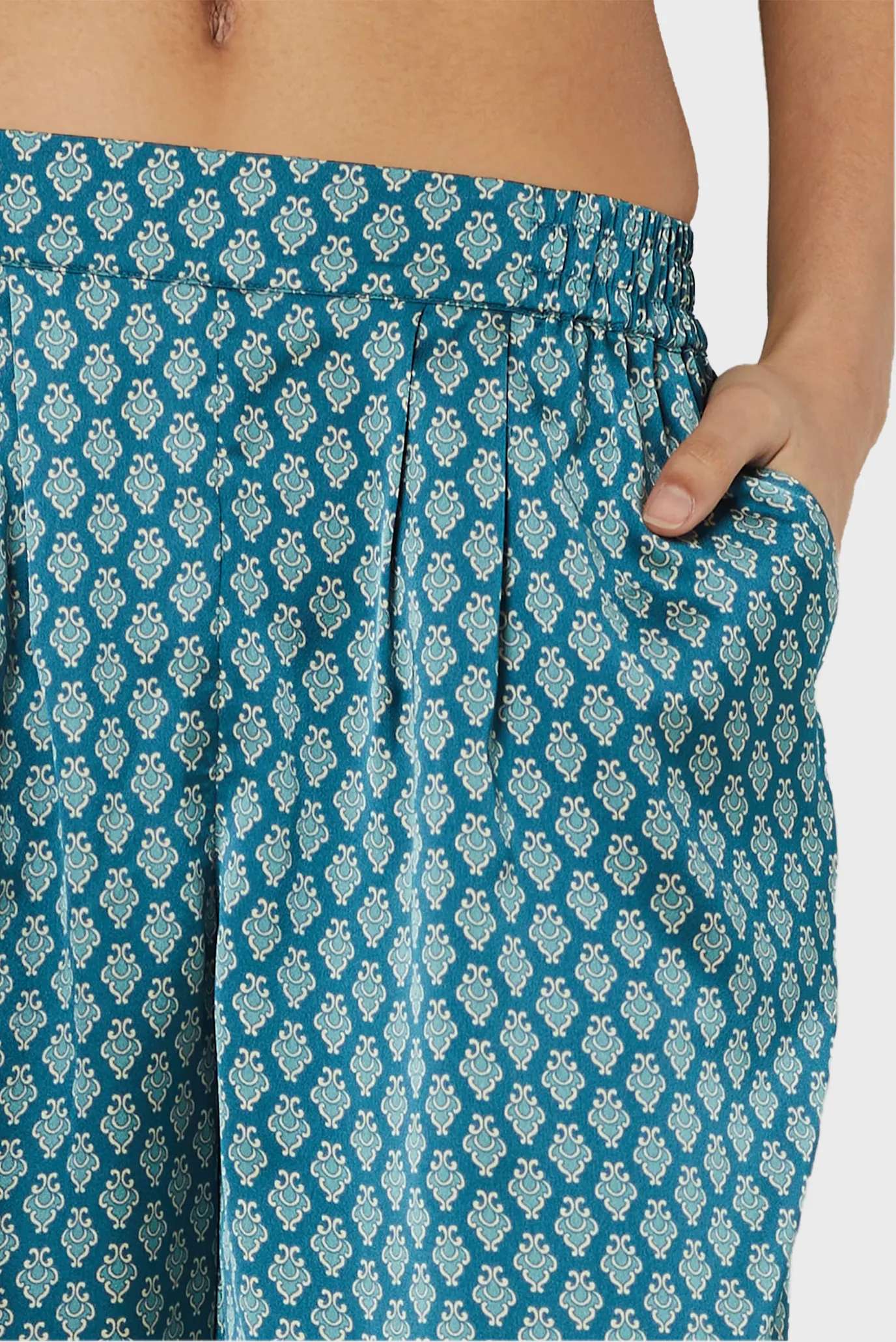 Женские бирюзовые брюки с узором 7/8 VINIA 2