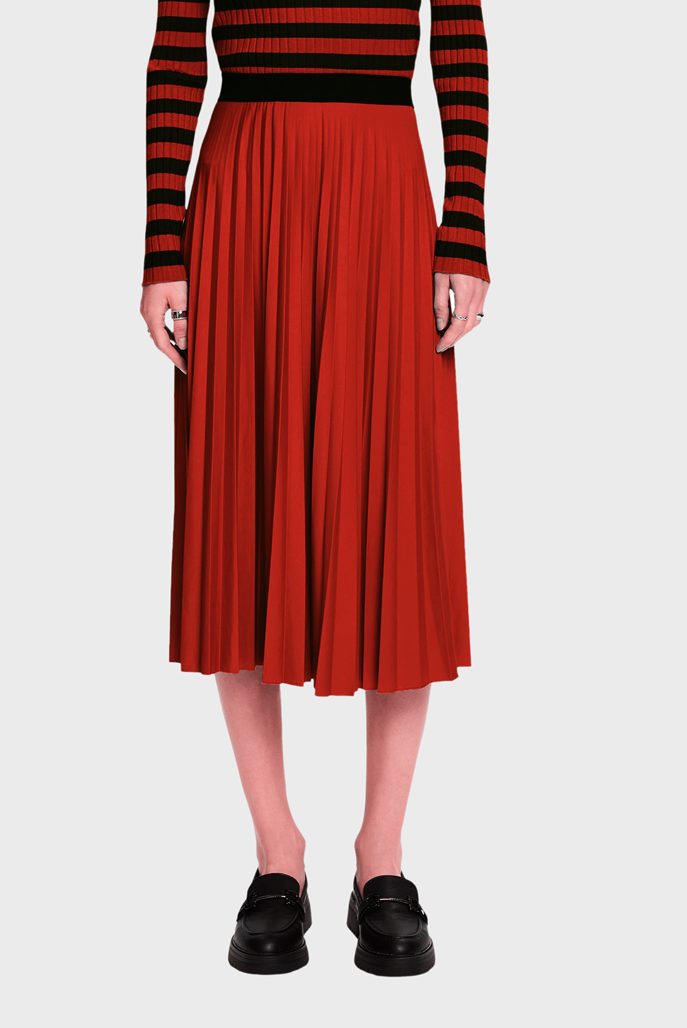 Женская красная плиссированная юбка 1