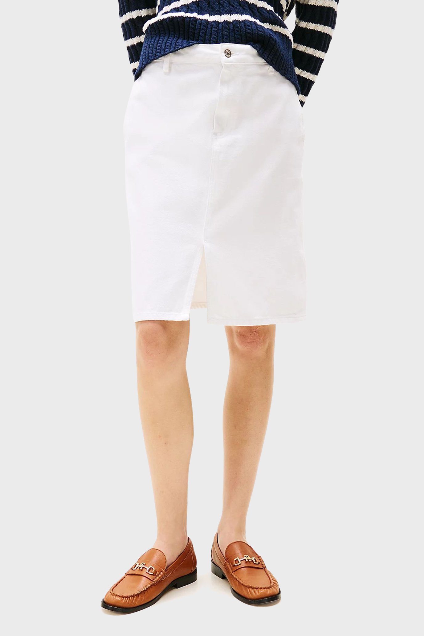 Женская белая джинсовая юбка KNEE STRAIGHT Белый 36 Tommy Hilfiger WW0WW44391 Женская белая джинсовая юбка KNEE STRAIGHT Белый 36 Tommy Hilfiger WW0WW44391