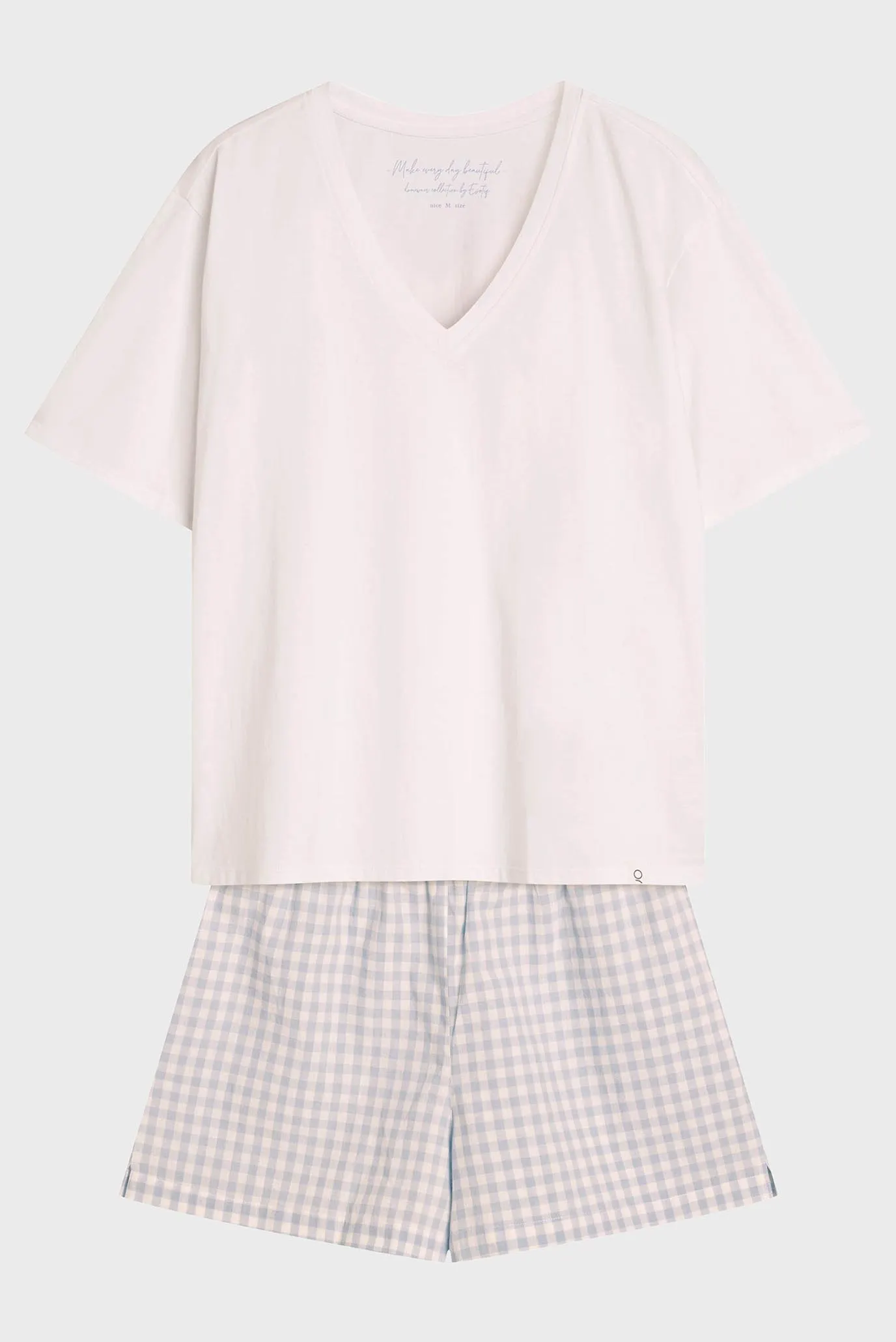 Жіноча біла картата піжама (футболка, шорти) Rossini 5