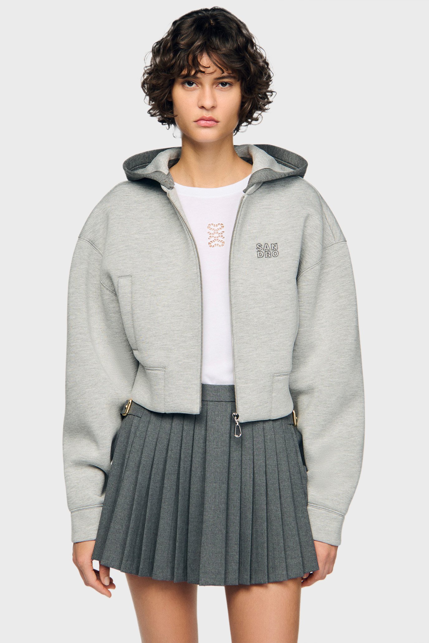 Женская серая спортивная кофта Серый 1 Sandro SFPSW00707_Light Grey Женская серая спортивная кофта Серый 1 Sandro SFPSW00707_Light Grey