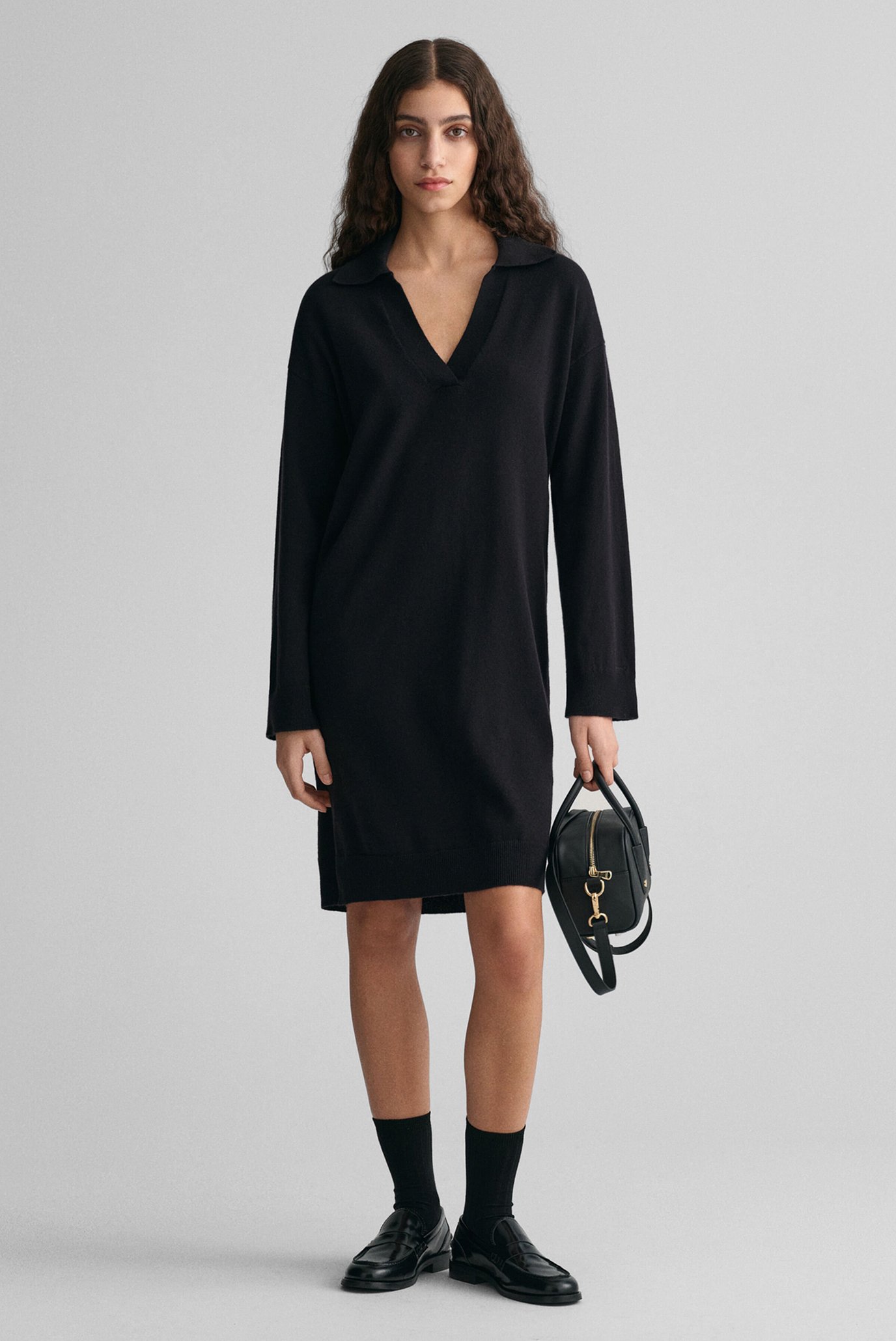 Женское черное шерстяное платье SUPERFINE LAMBSWOOL RUGGER 1