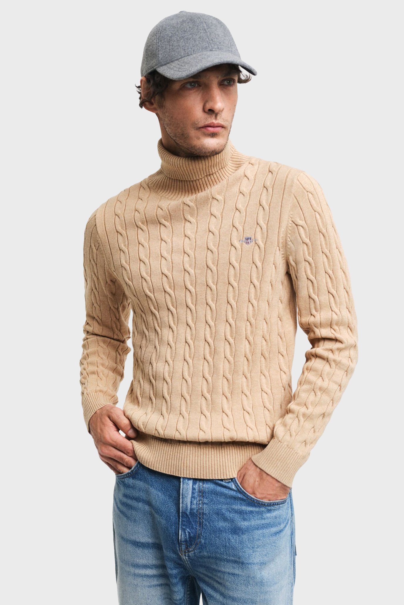 Чоловічий бежевий гольф COTTON CABLE TURTLE NECK 1