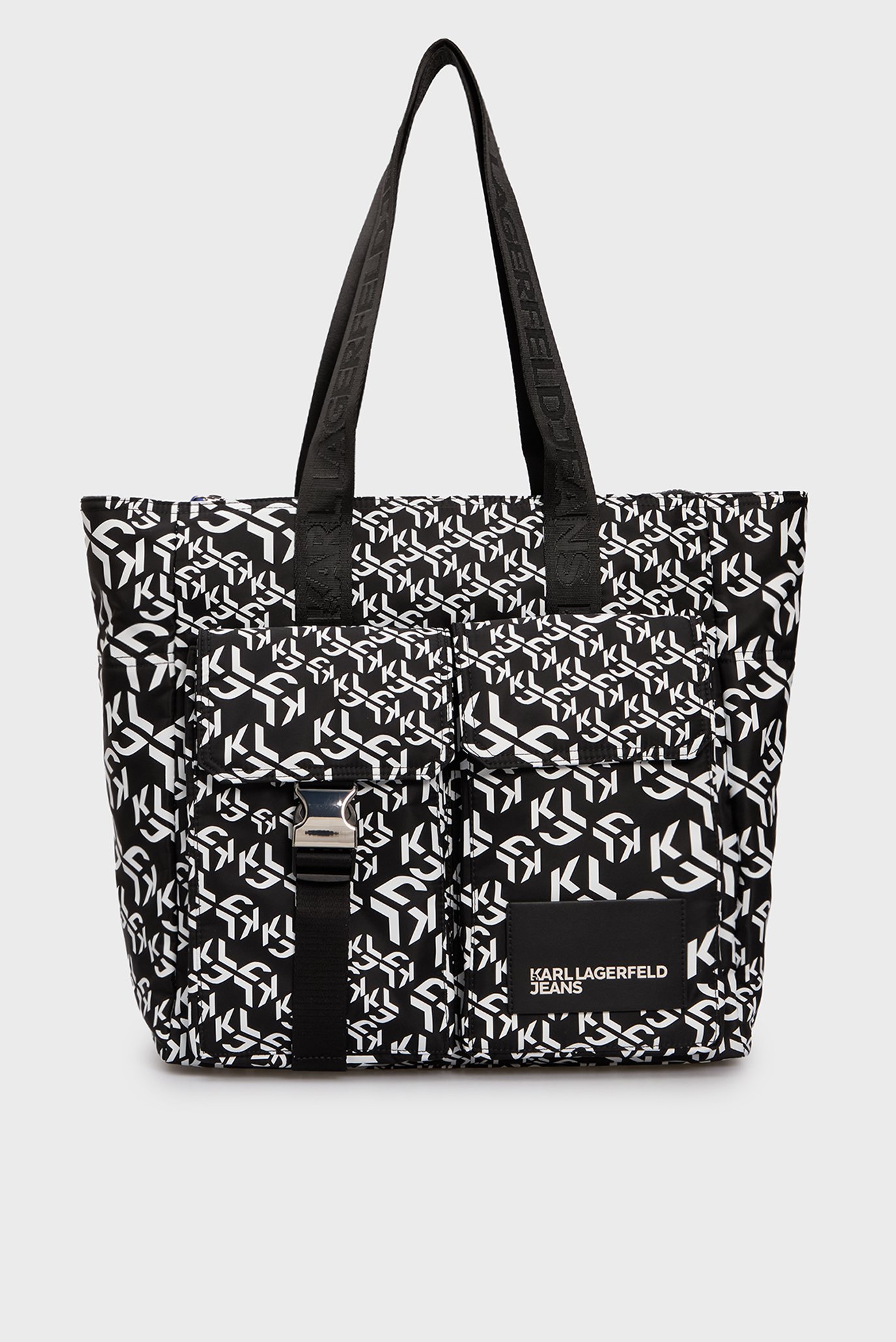 Женская черная сумка с узором street nylon tote 1