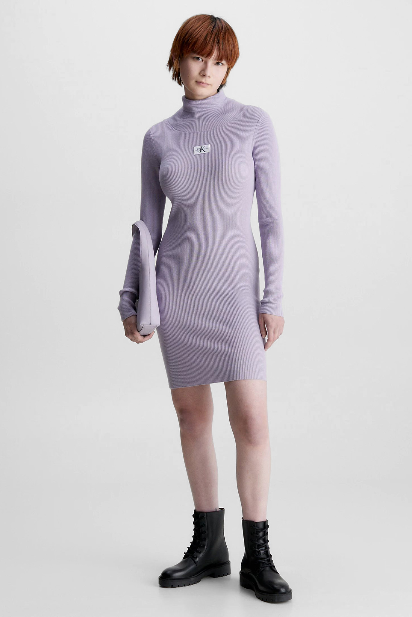 Женское сиреневое платье BADGE ROLL NECK 1