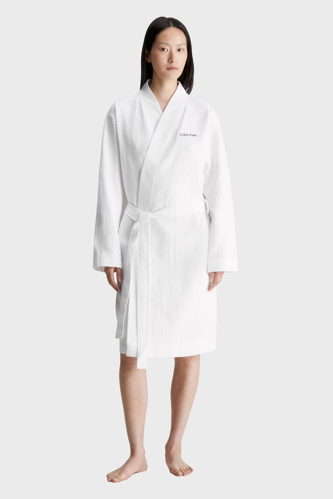 Женский белый халат Waffle Cotton Bathrobe 1