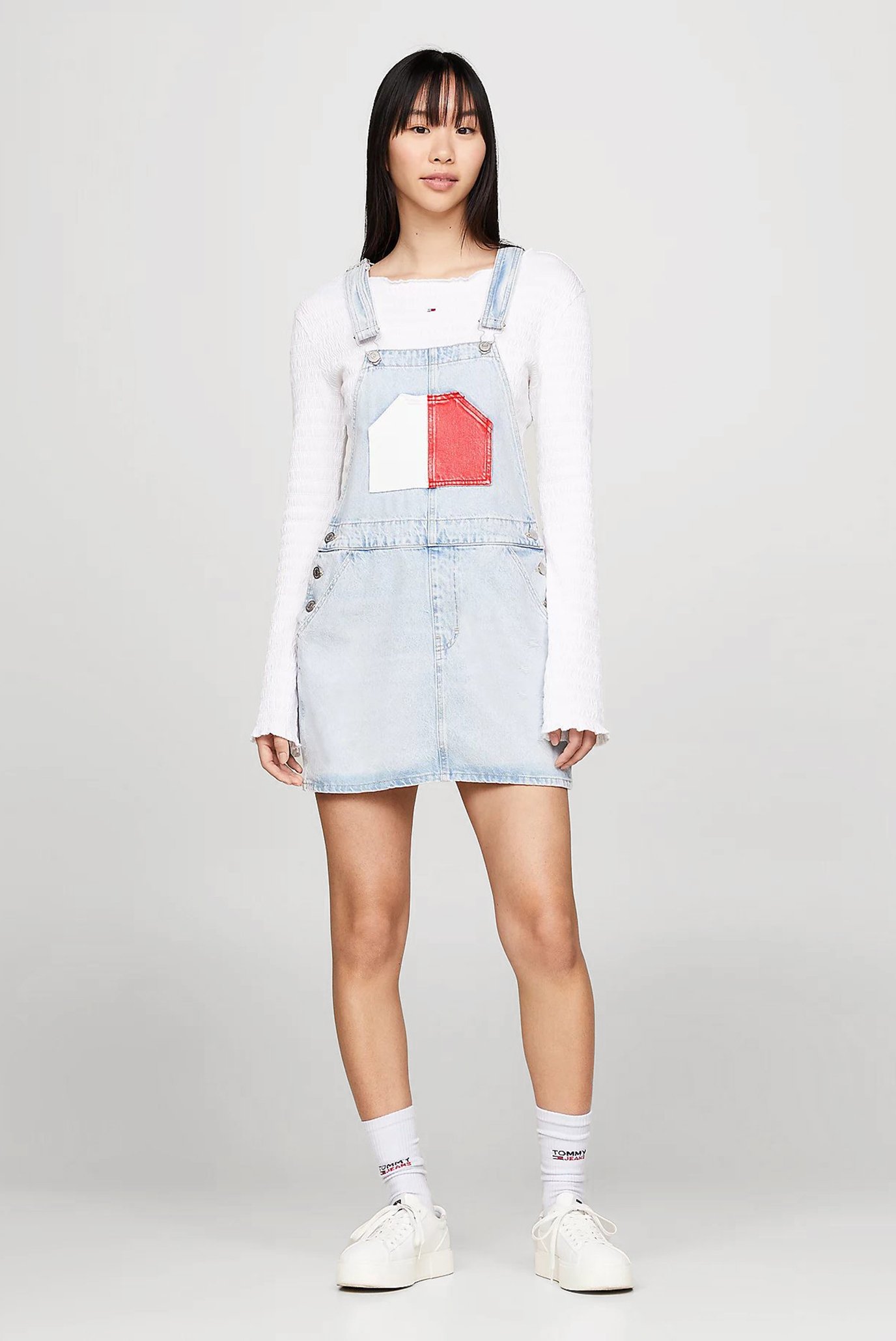 Женский голубой джинсовый сарафан DUNGAREE DRESS FLAG 1