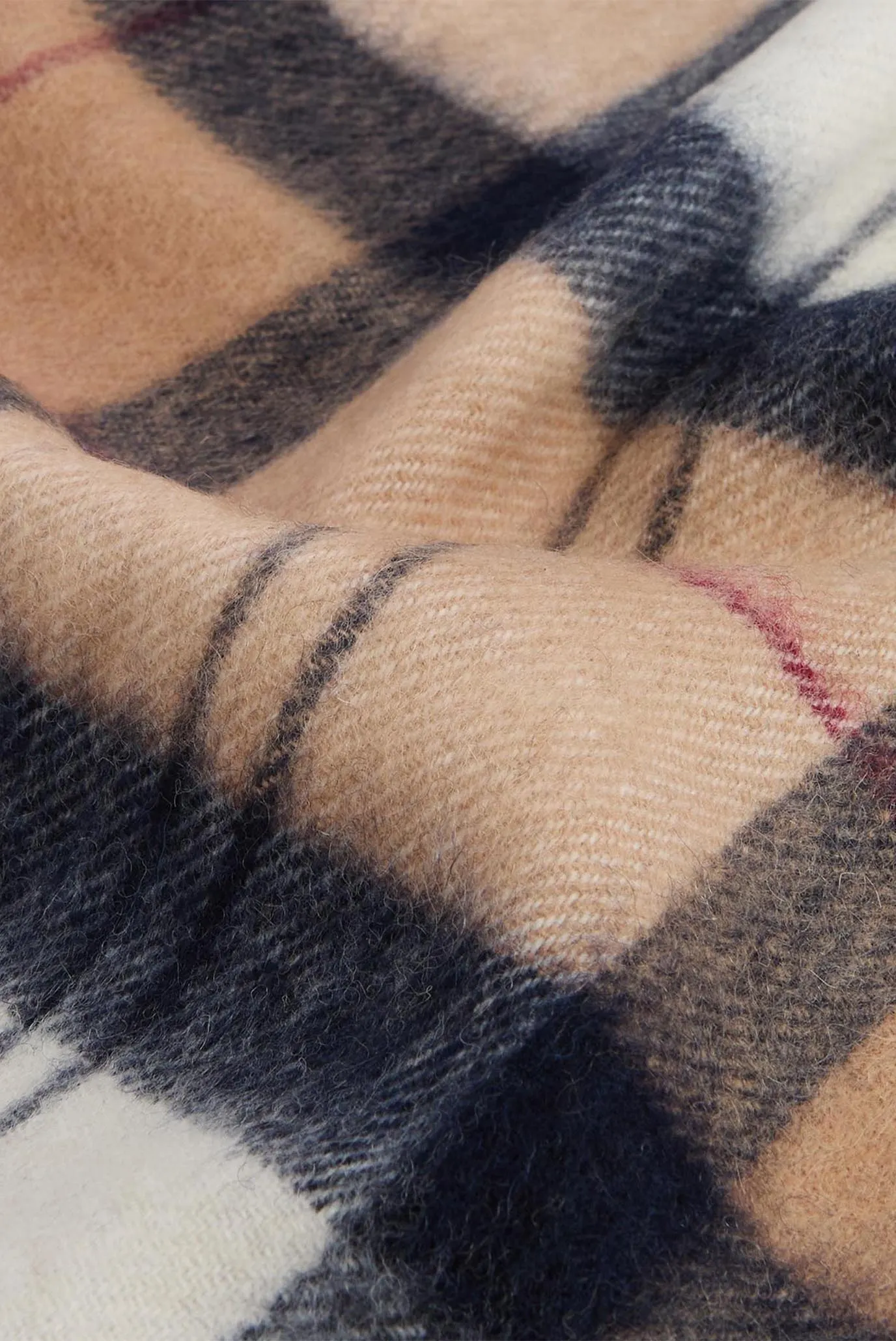 Женский бежевый шерстяной шарф в клетку 5