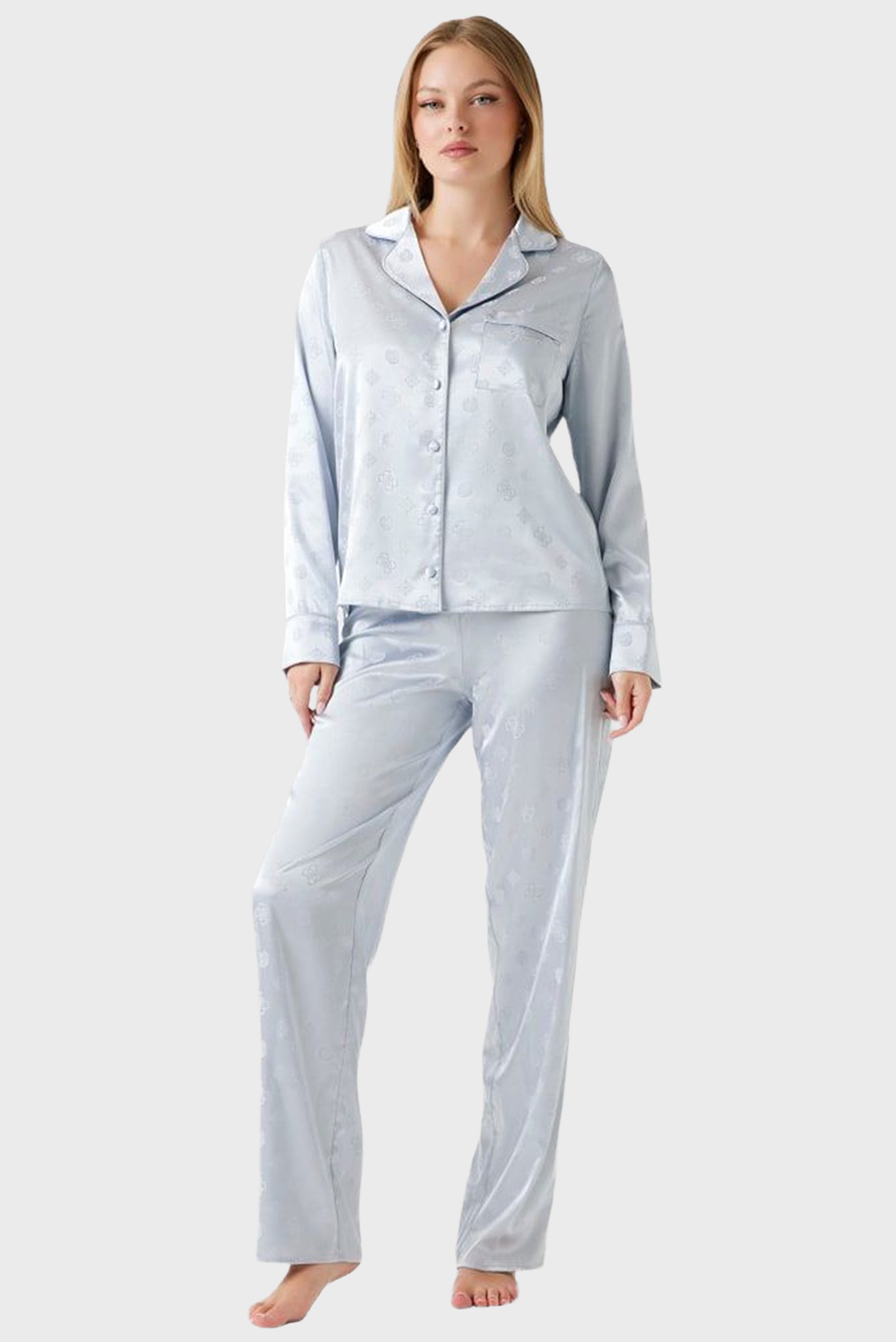 Женская голубая пижама с узором (рубашка, брюки) Голубой S Guess O5BX05.W4732;FBCW Женская голубая пижама с узором (рубашка, брюки) Голубой S Guess O5BX05.W4732;FBCW