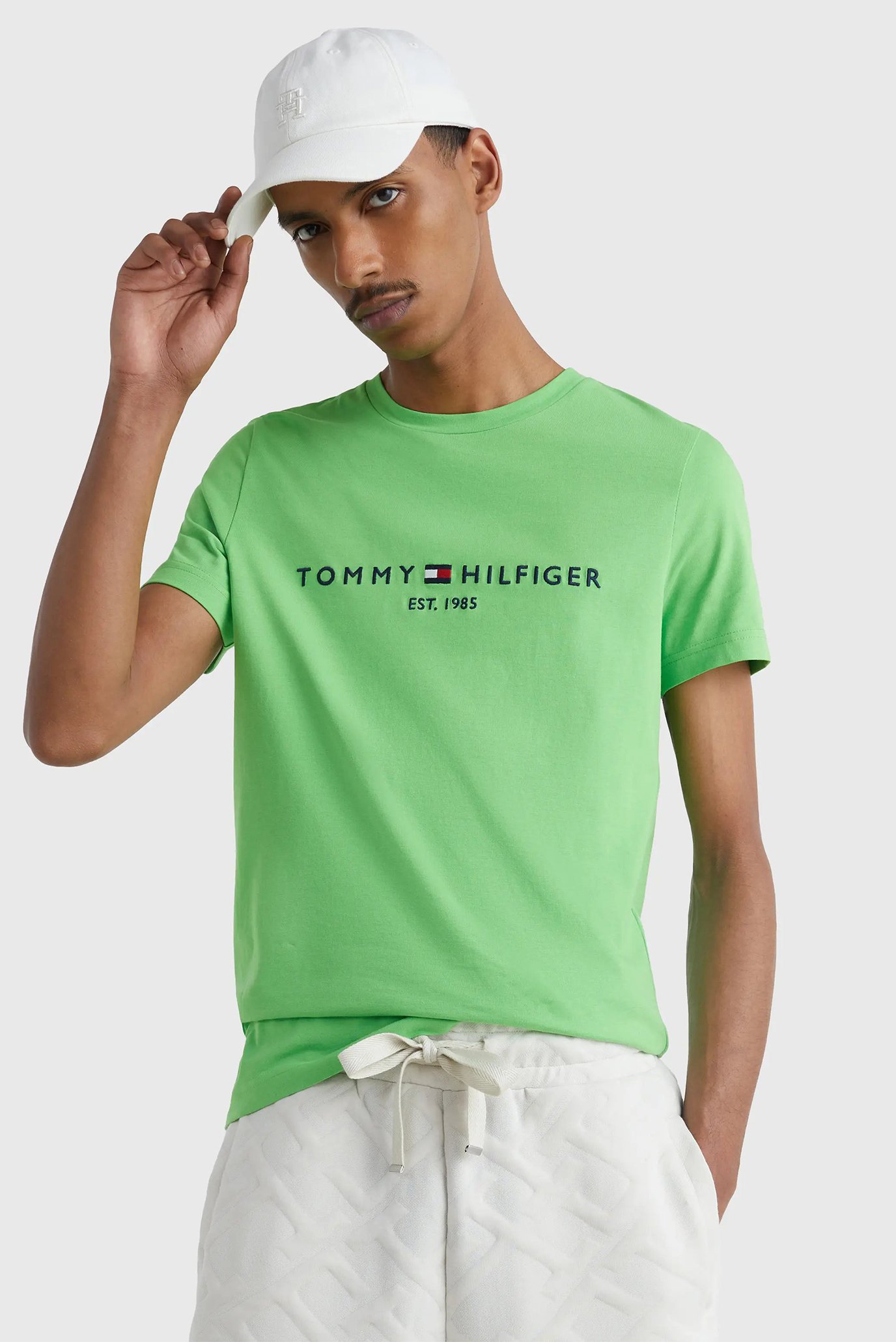 Мужская зеленая футболка TOMMY LOGO TEE 1