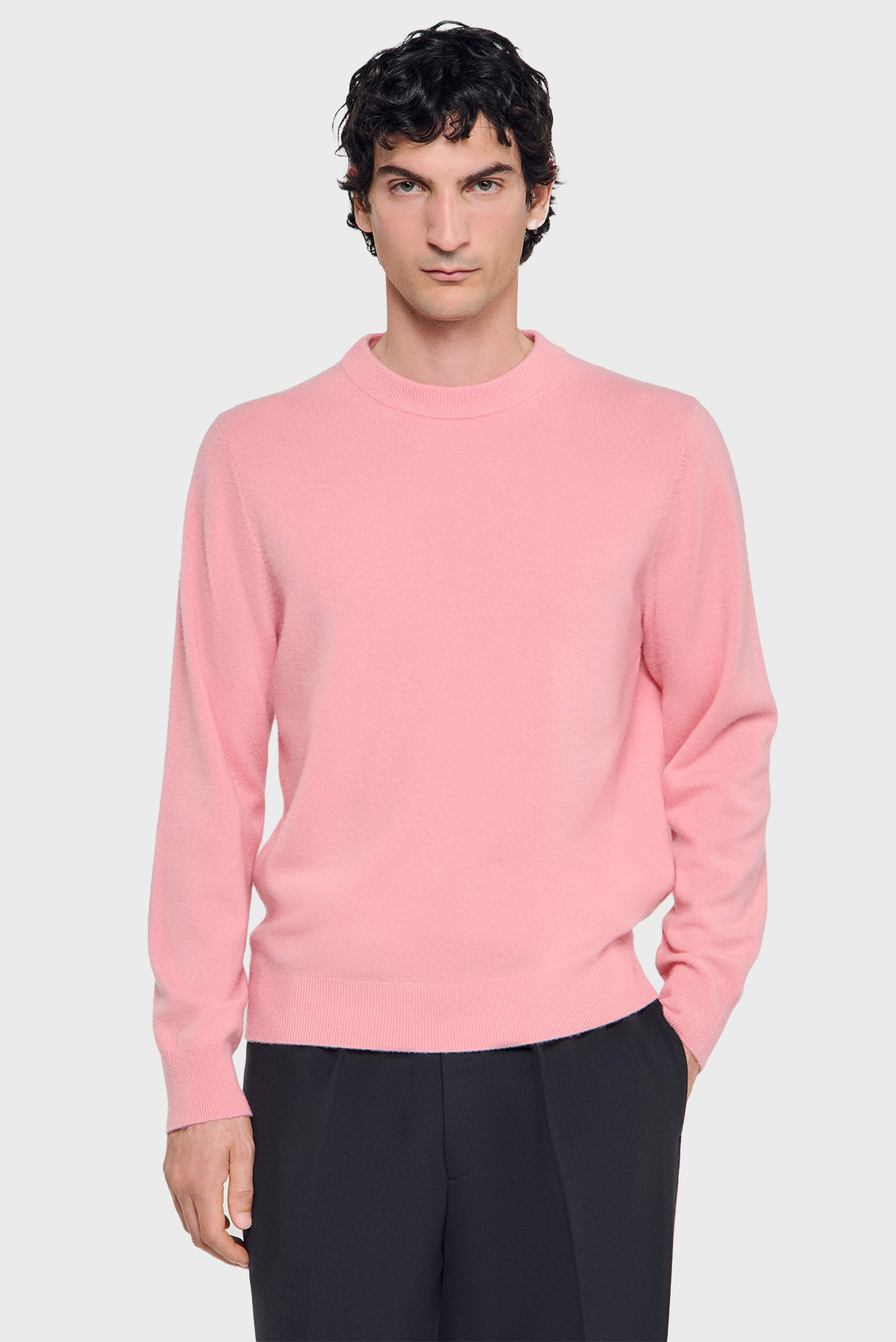 Мужской розовый кашемировый джемпер Розовый M Sandro SHPTR00326_Baby pink Мужской розовый кашемировый джемпер Розовый M Sandro SHPTR00326_Baby pink