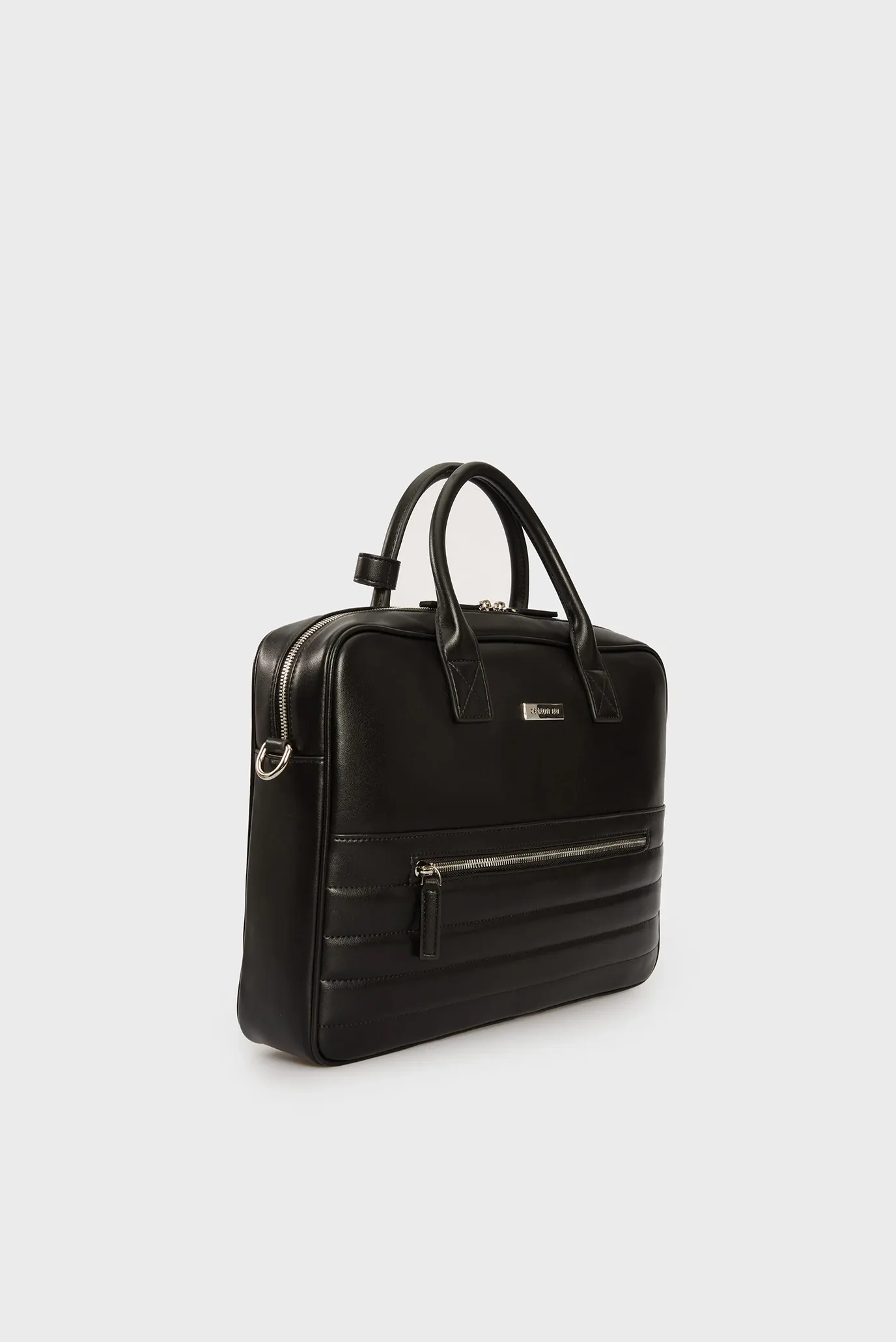 Мужская черная кожаная сумка для ноутбука 3