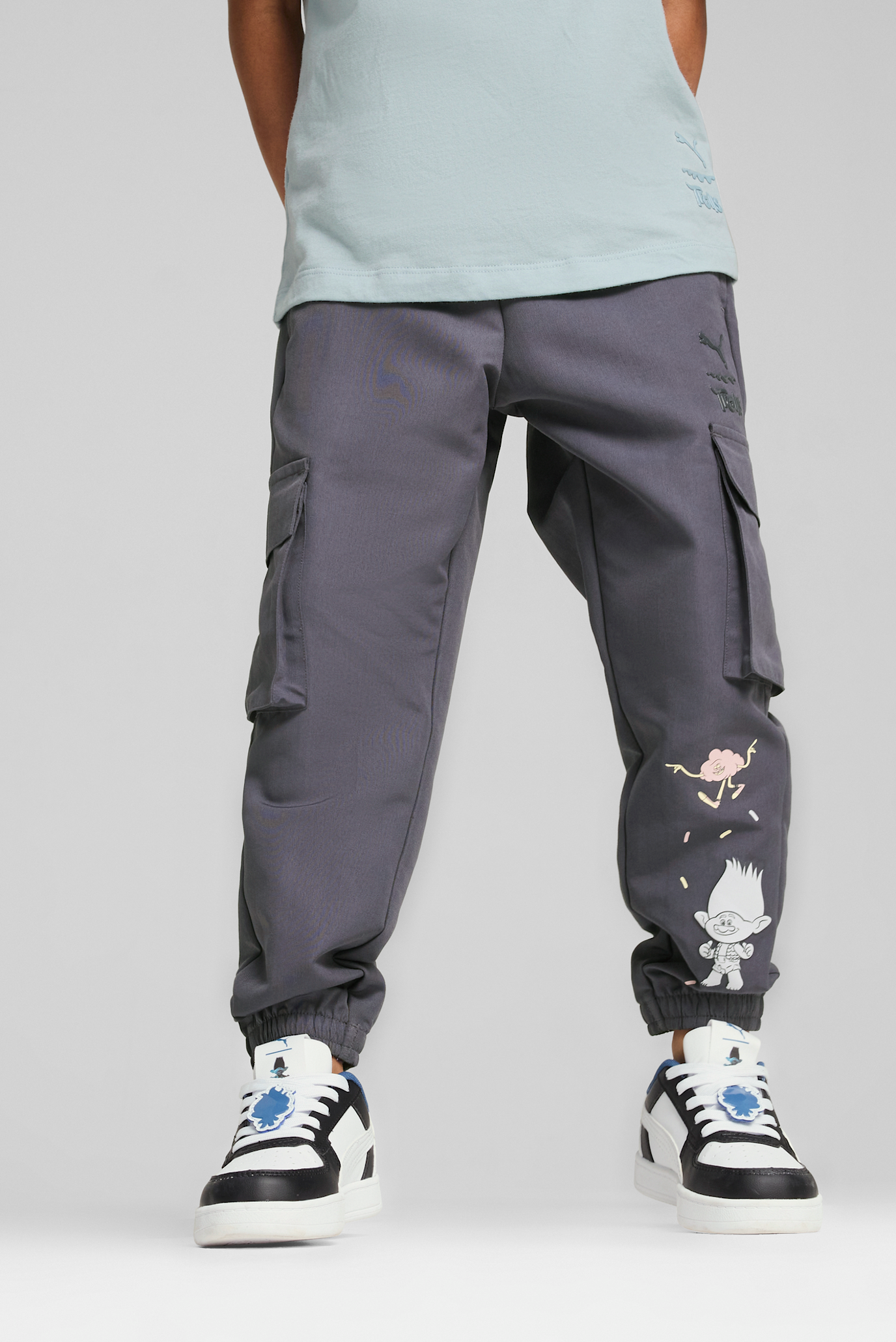 Детские серые карго PUMA x TROLLS Cargo Pants Kids 1