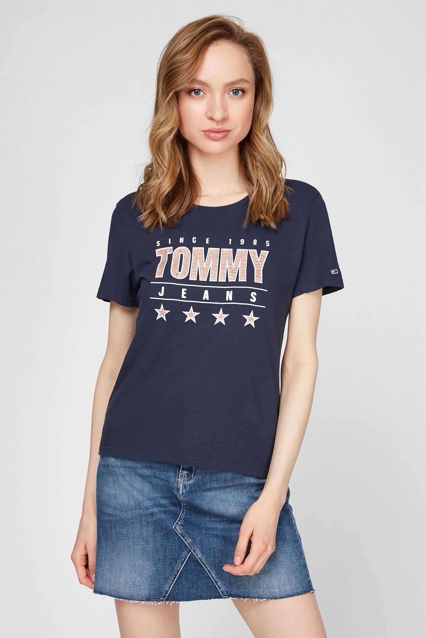 Жіноча синя футболка TJW SLIM METALLIC TOMMY TEE 1