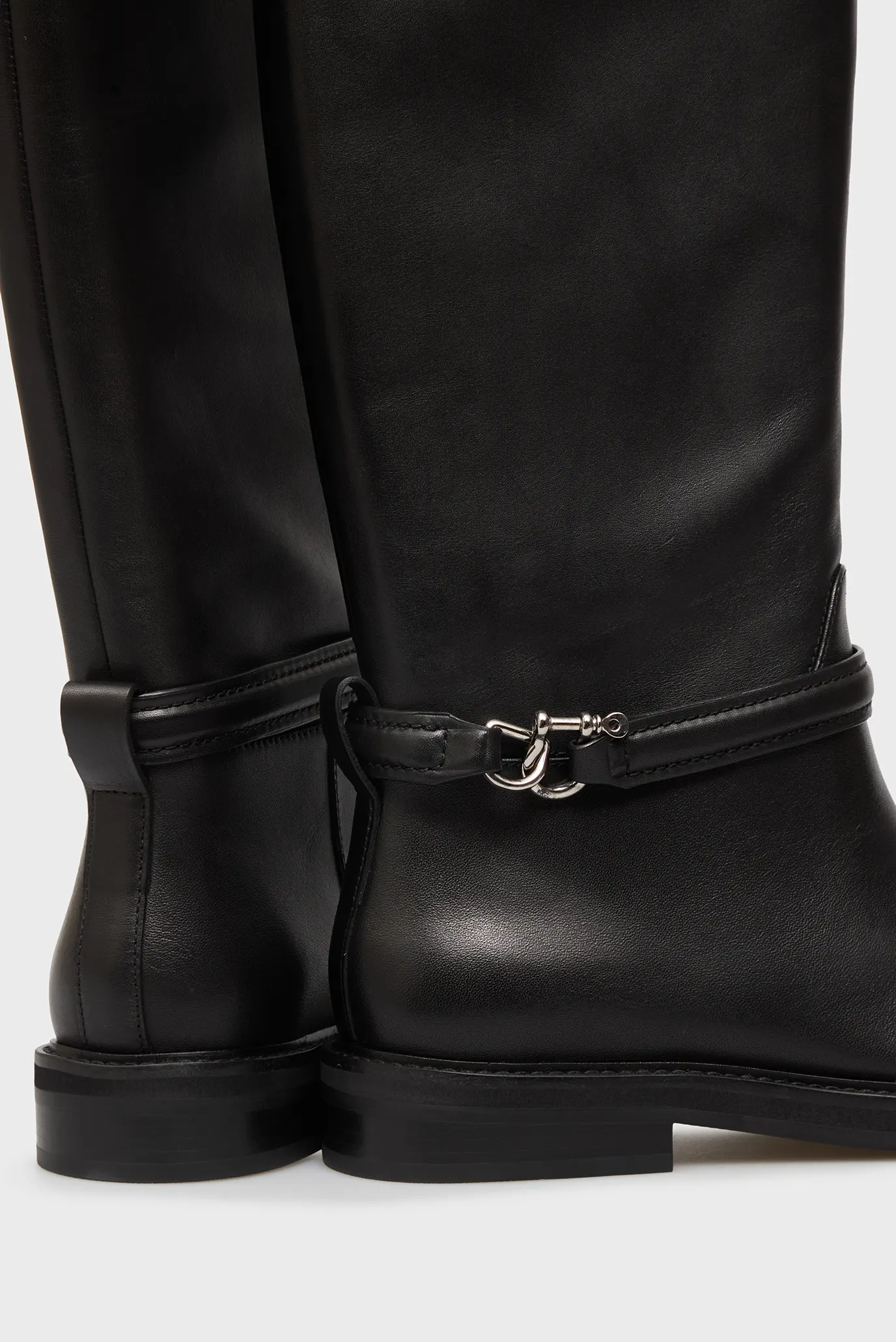 Жіночі чорні шкіряні ботфорти Aubrey 2