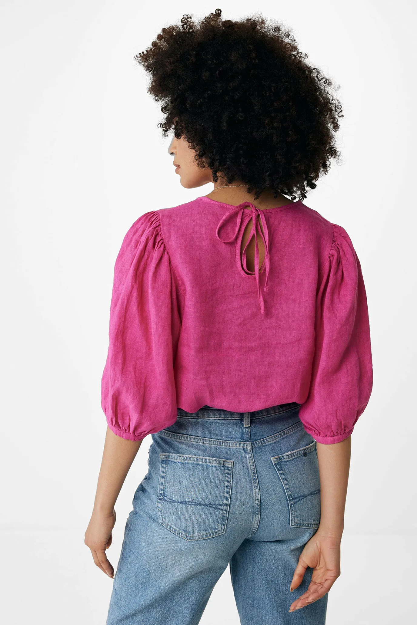 Жіноча малинова лляна блуза 3