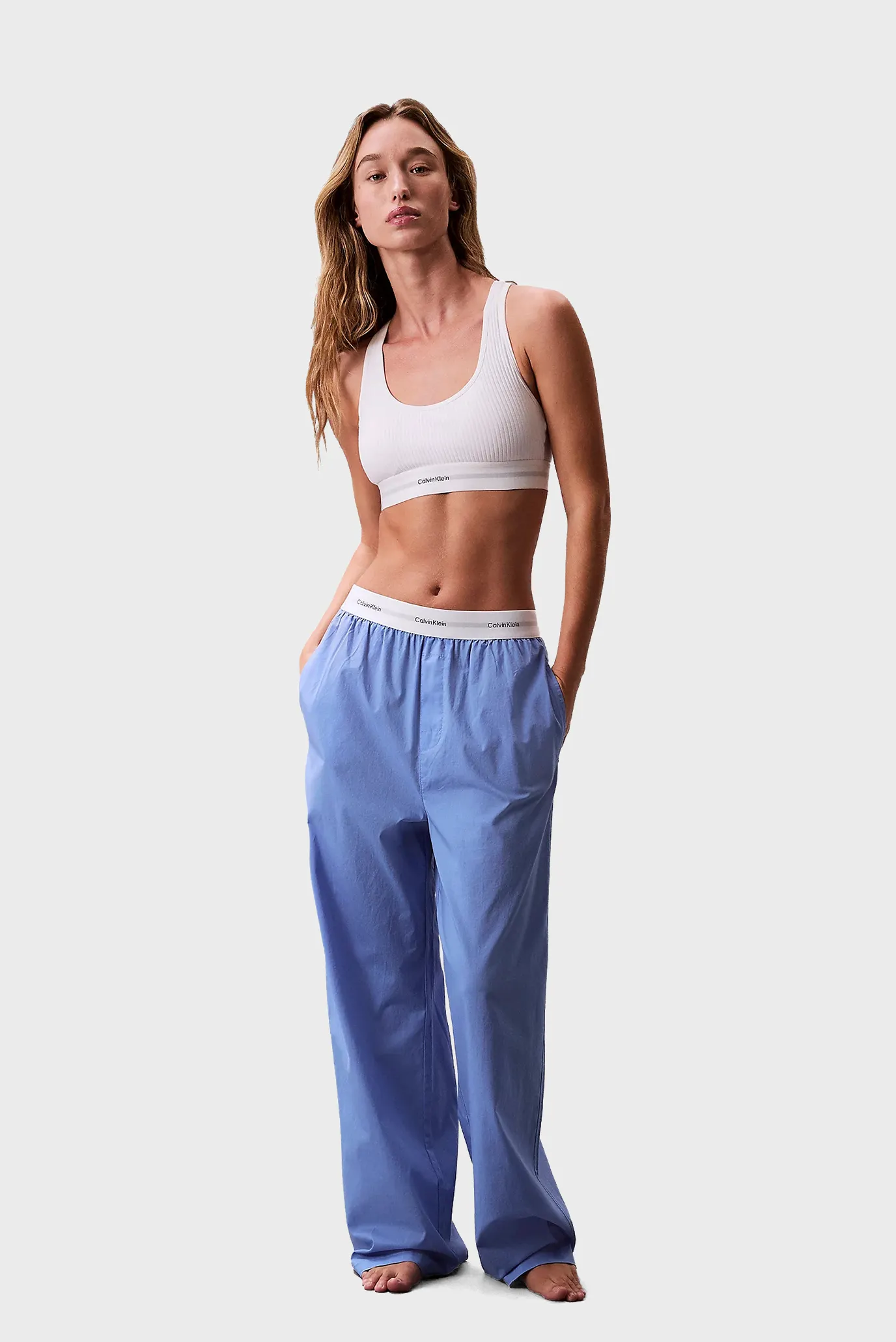 Жіночі блакитні брюки LOGO WB POPLIN PANT 1