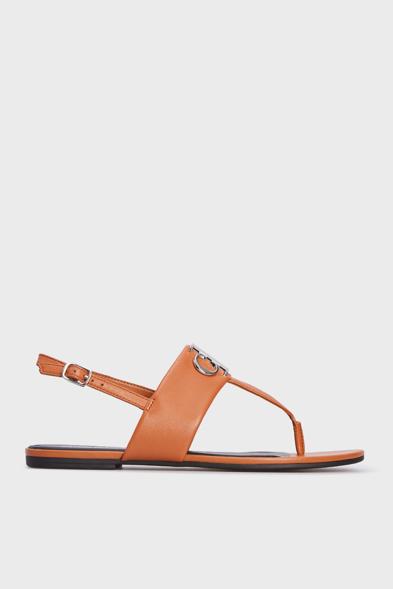 Женские коричневые кожаные сандалии FLAT SANDAL HW LTH 1