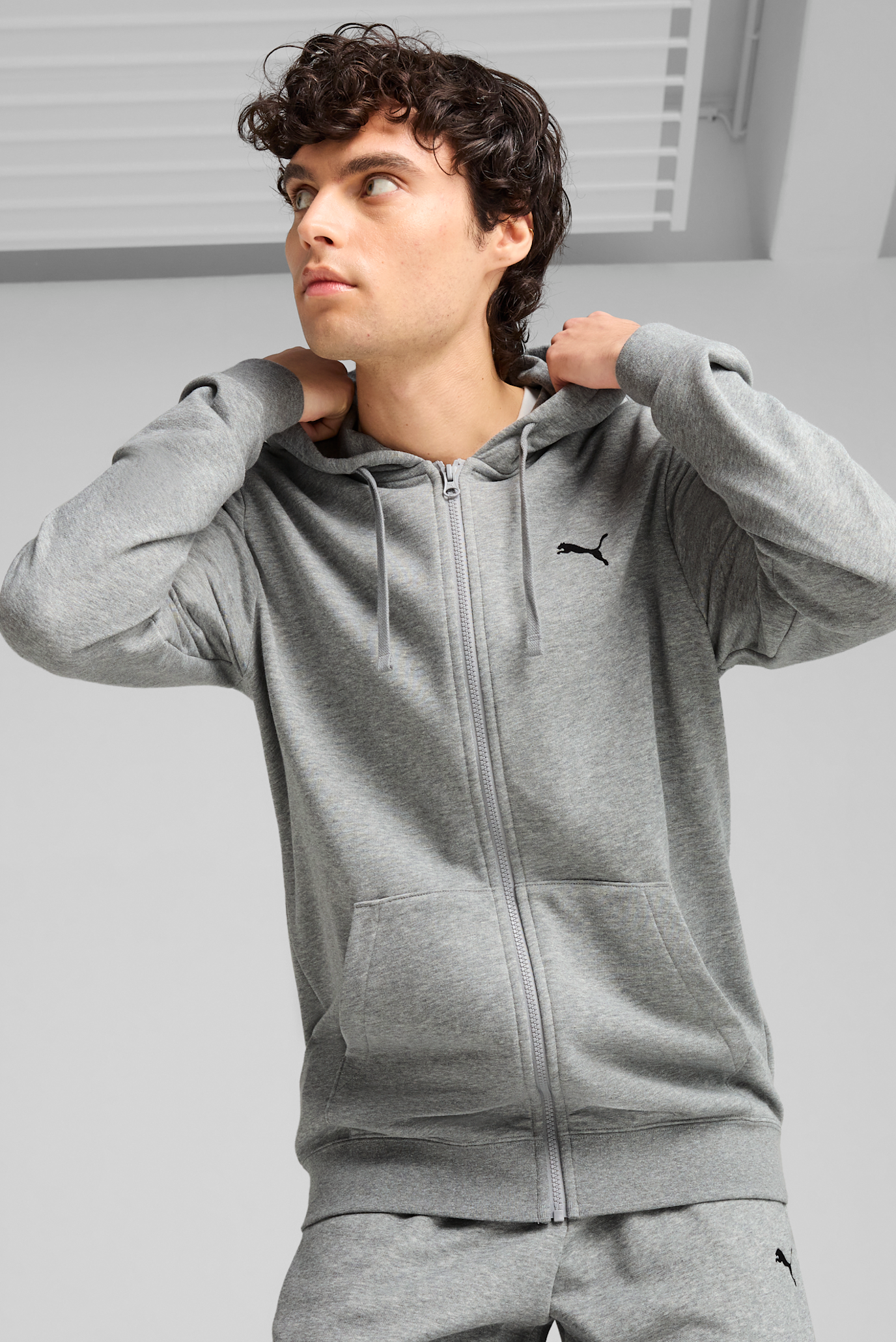 Мужское серое худи Essentials Full-Zip Hoodie Men 1