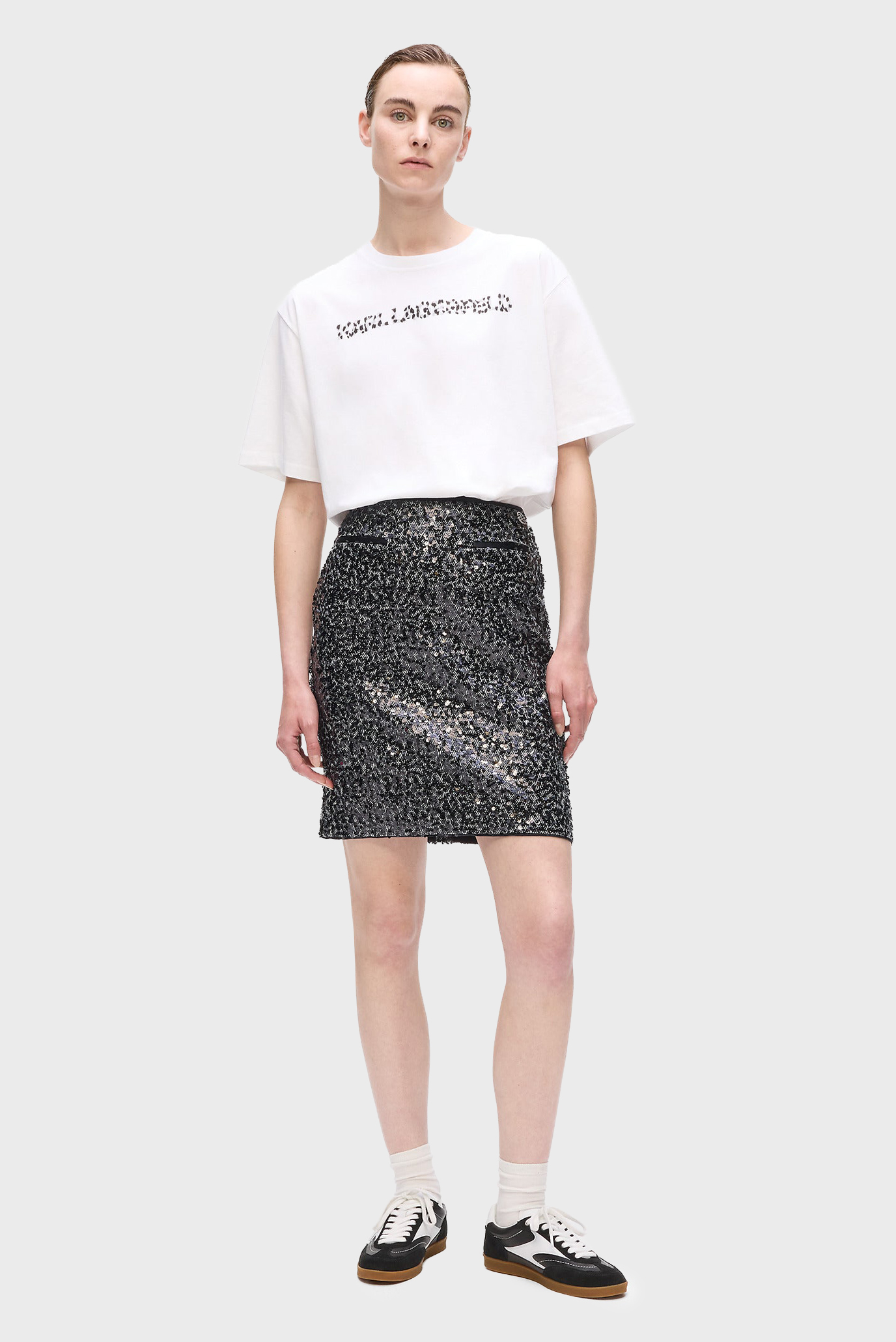 Женская черная юбка embellished Черный 38 Karl Lagerfeld A4W12016 Женская черная юбка embellished Черный 38 Karl Lagerfeld A4W12016