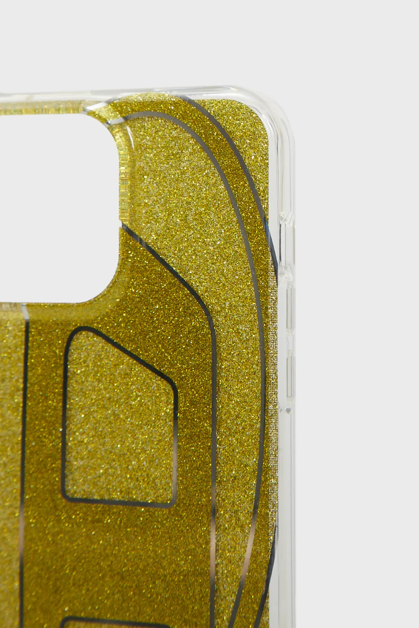 Золотистый чехол для телефона Diesel Oval D Glitter Case SS24 for iPhone 15 Pro Max 3