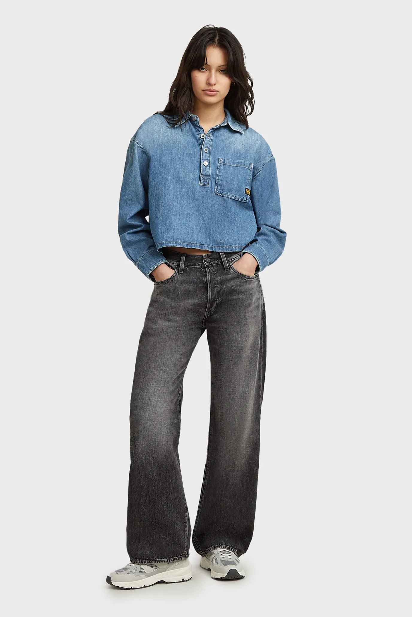 Женская голубая джинсовая рубашка Boxy day 5