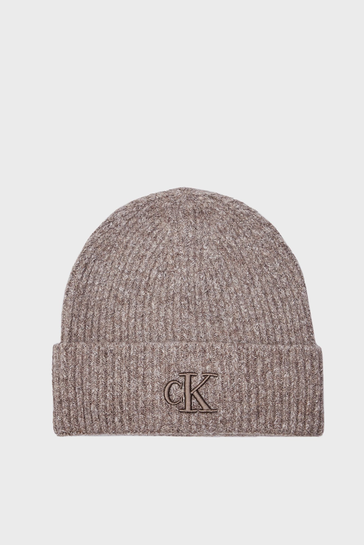 Жіноча коричнева шапка THICK EMBROIDERY BEANIE 1